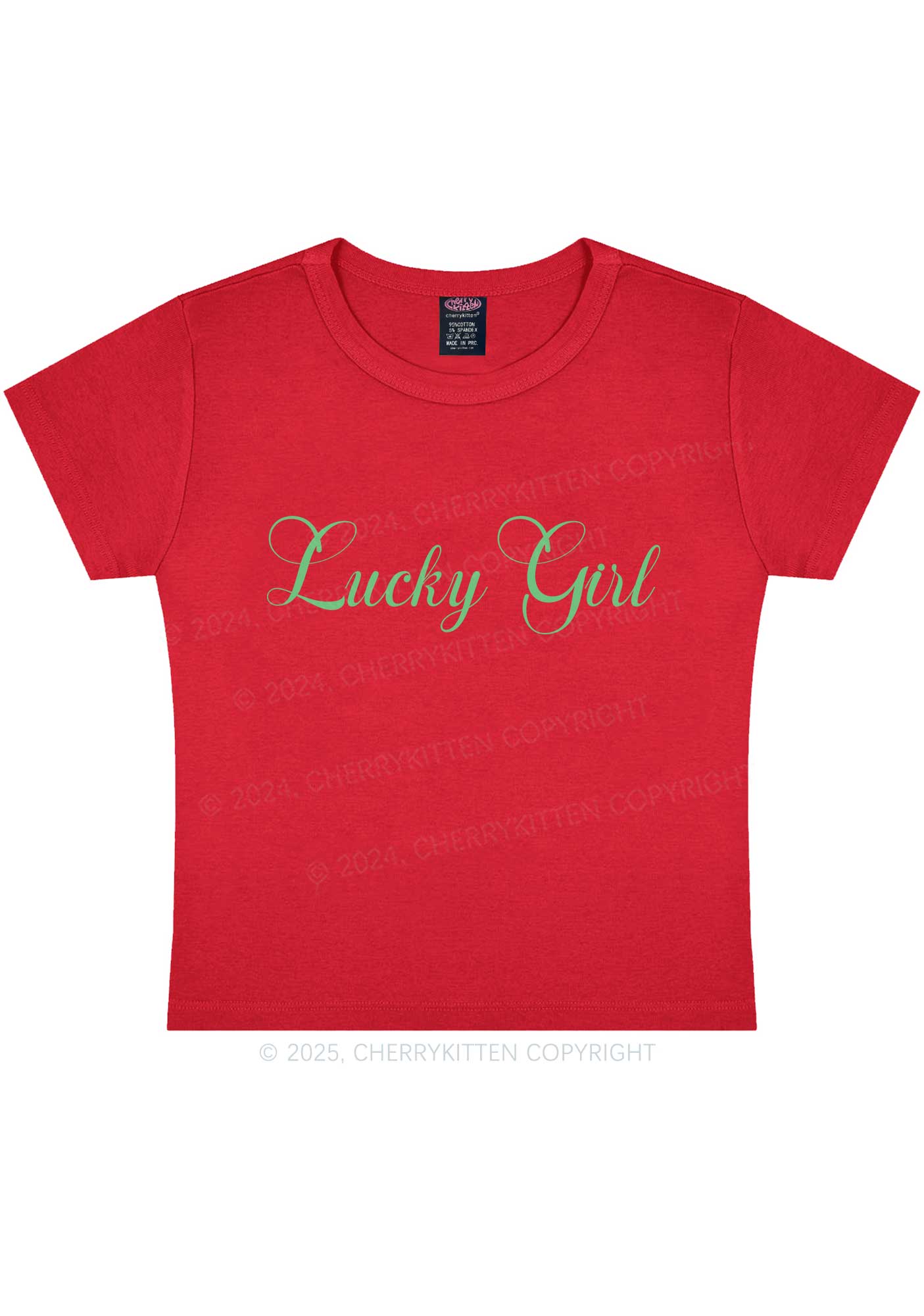 Lucky Girl St Patricks Y2K Baby Tee Cherrykitten - Image 9