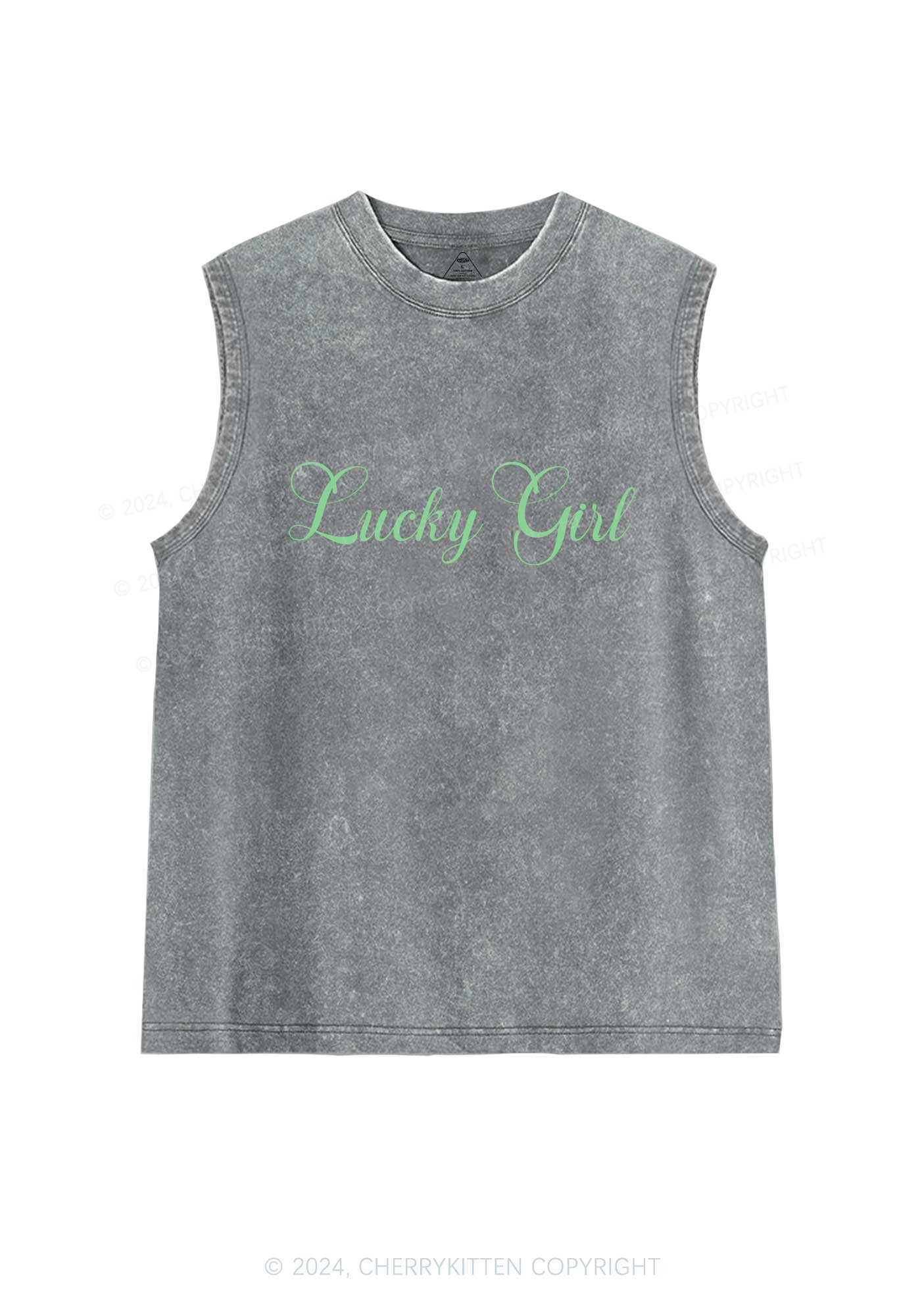 Lucky Girl St Patricks Y2K Washed Tank Cherrykitten - Image 5