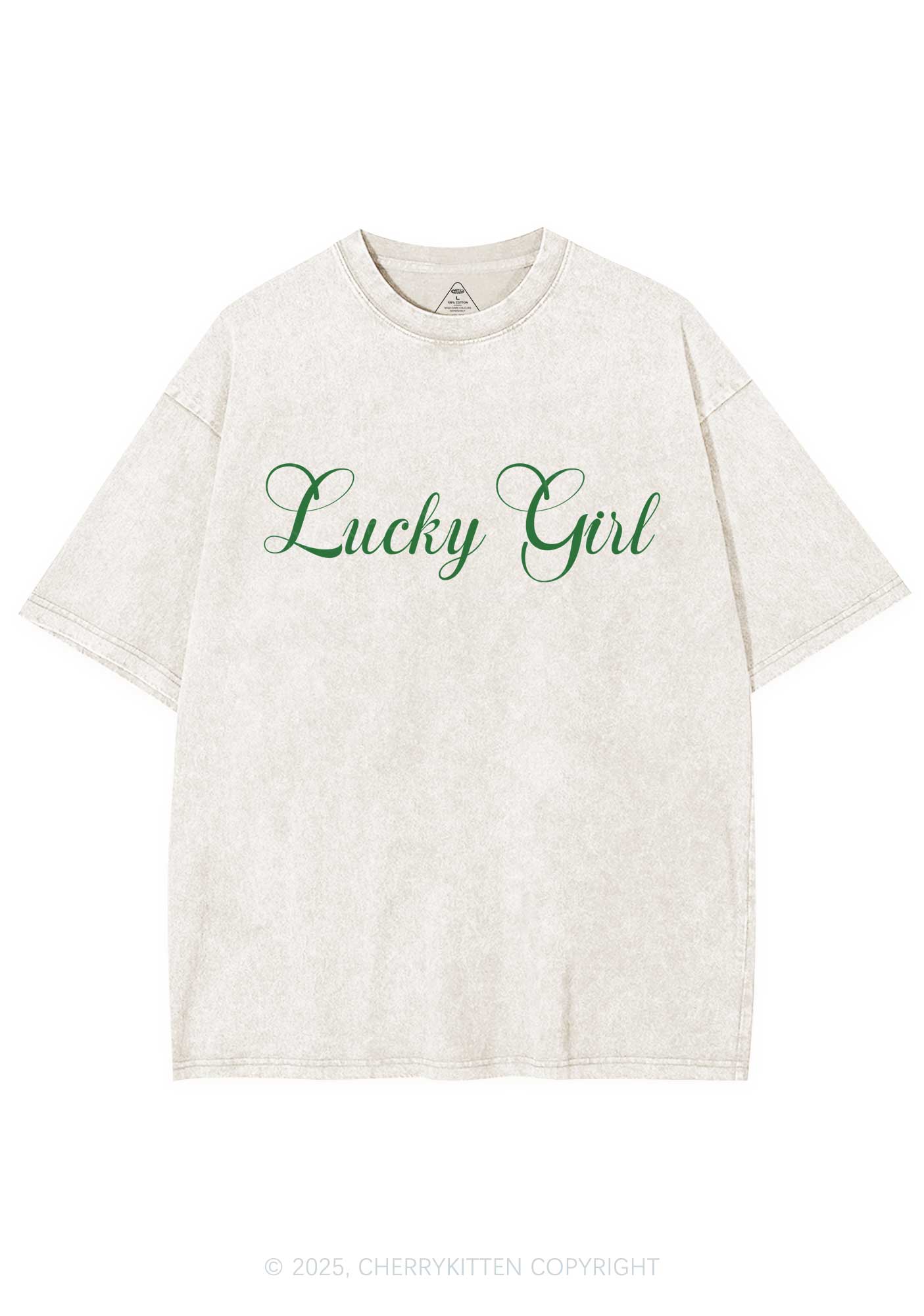 Lucky Girl St Patricks Y2K Washed Tee Cherrykitten - Image 5