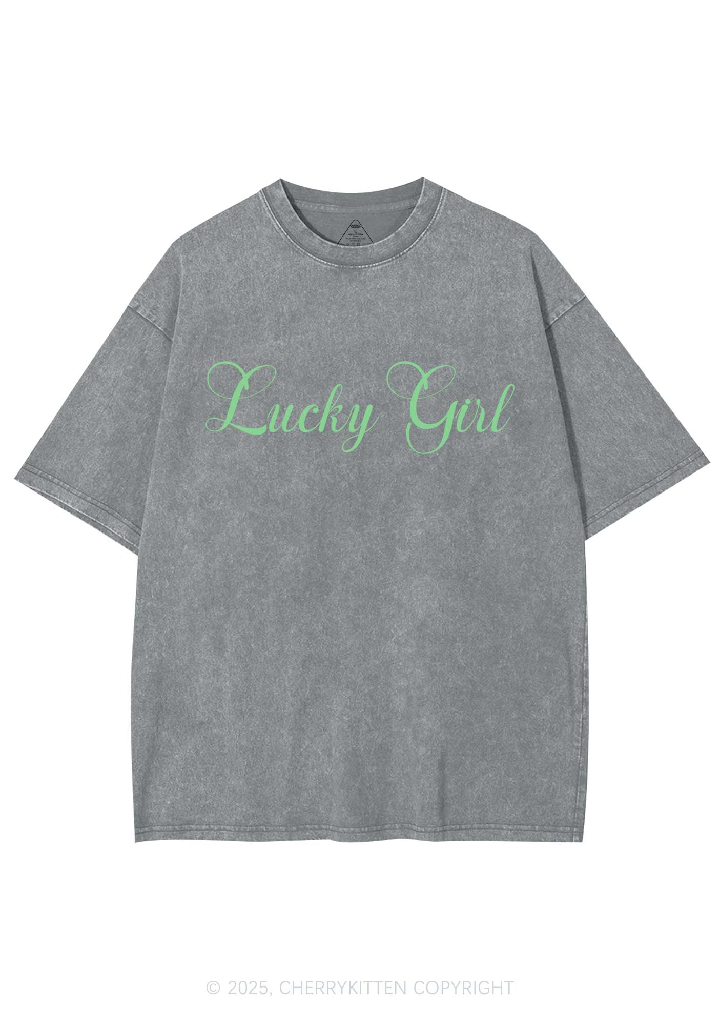 Lucky Girl St Patricks Y2K Washed Tee Cherrykitten - Image 8