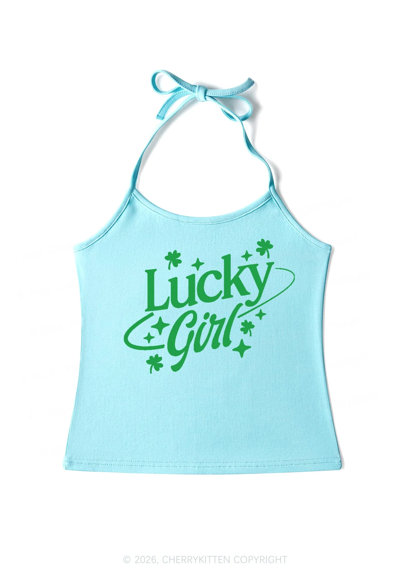 Lucky Girl Star Clover St Patricks Y2K Halter Neck Cami Cherrykitten - Image 6