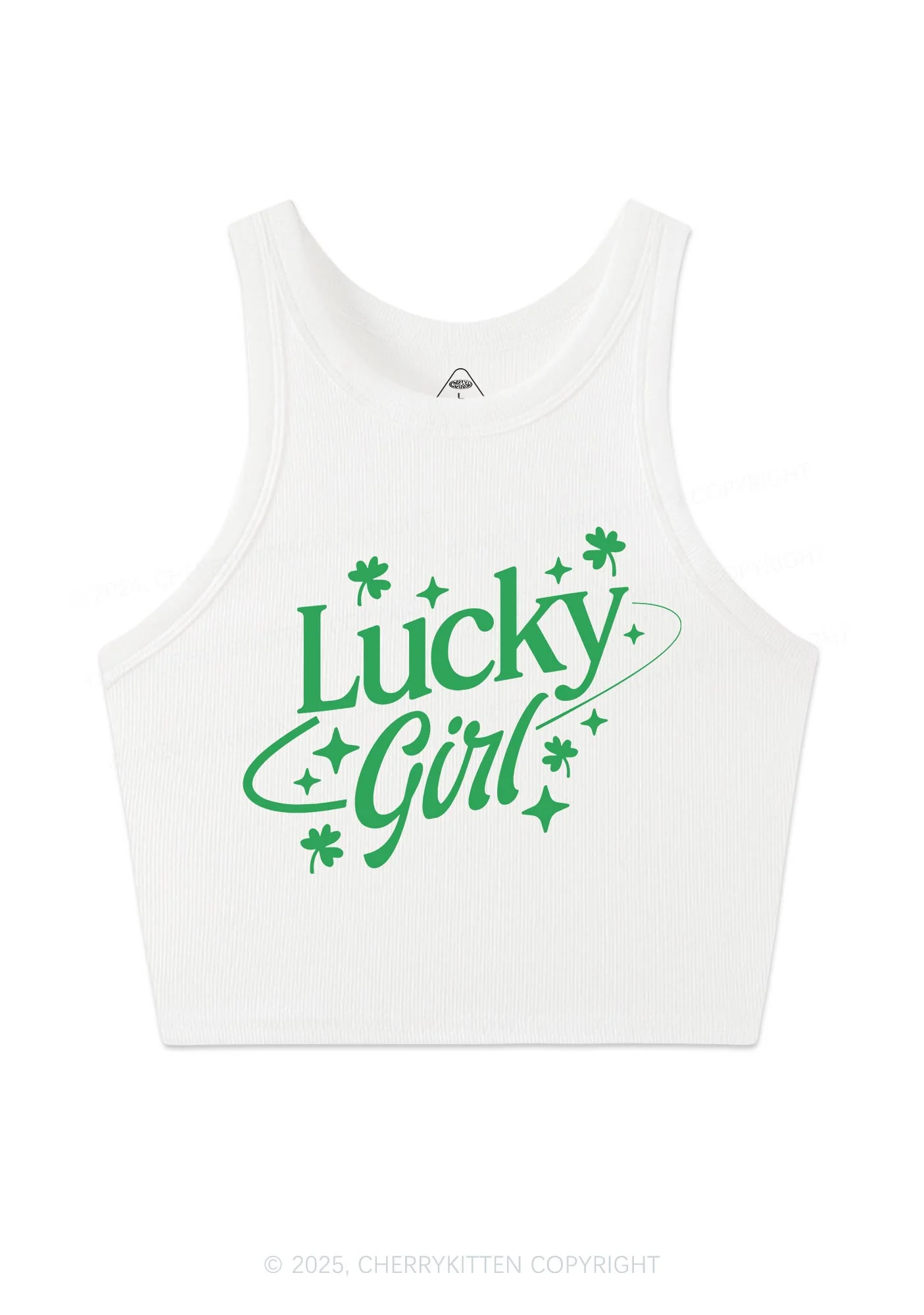 Lucky Girl Star St Patricks Y2K Crop Tank Top Cherrykitten - Image 4