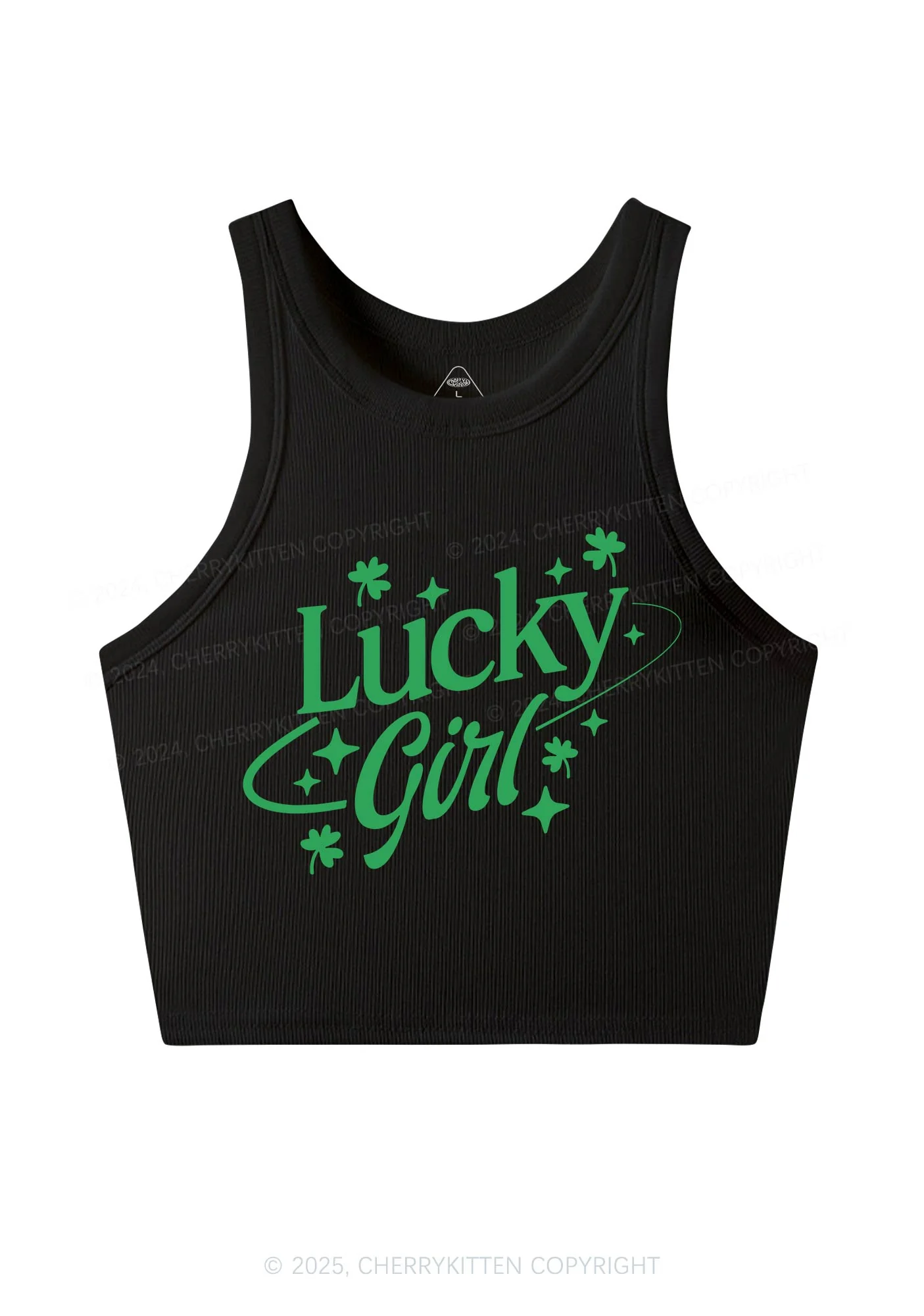 Lucky Girl Star St Patricks Y2K Crop Tank Top Cherrykitten - Image 5