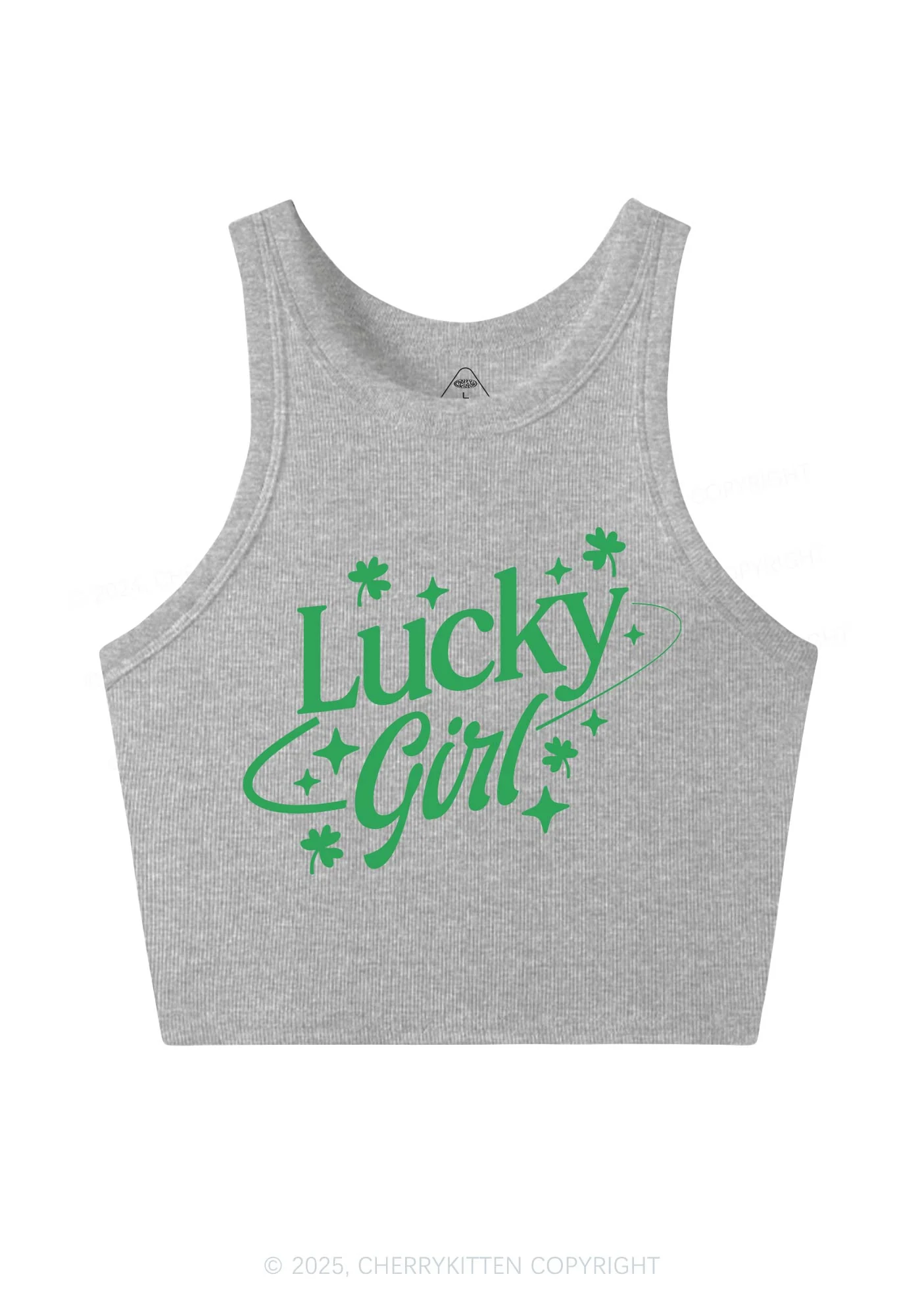 Lucky Girl Star St Patricks Y2K Crop Tank Top Cherrykitten - Image 6
