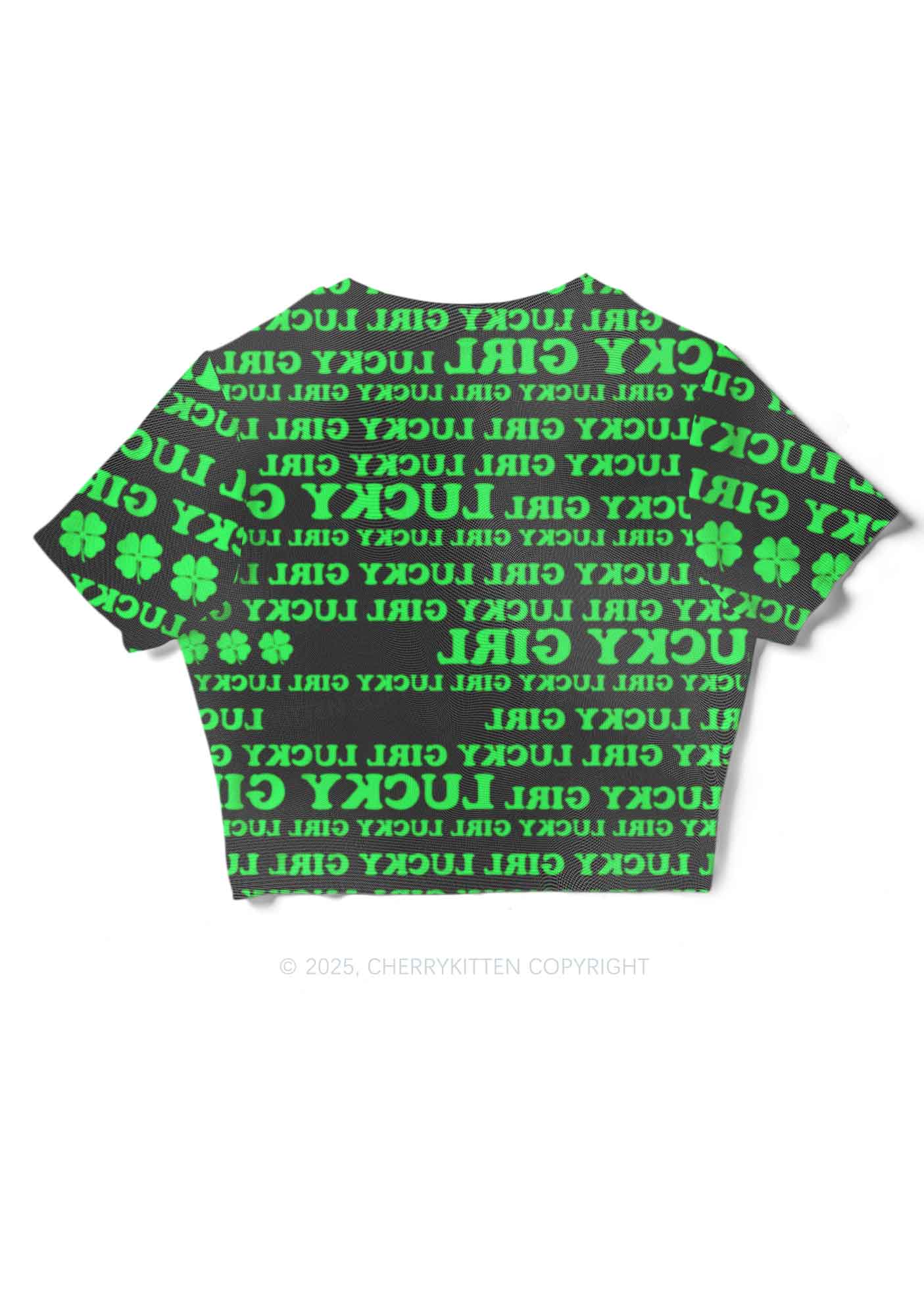 Lucky Girl Y2K Mesh Crop Top Cherrykitten - Image 4