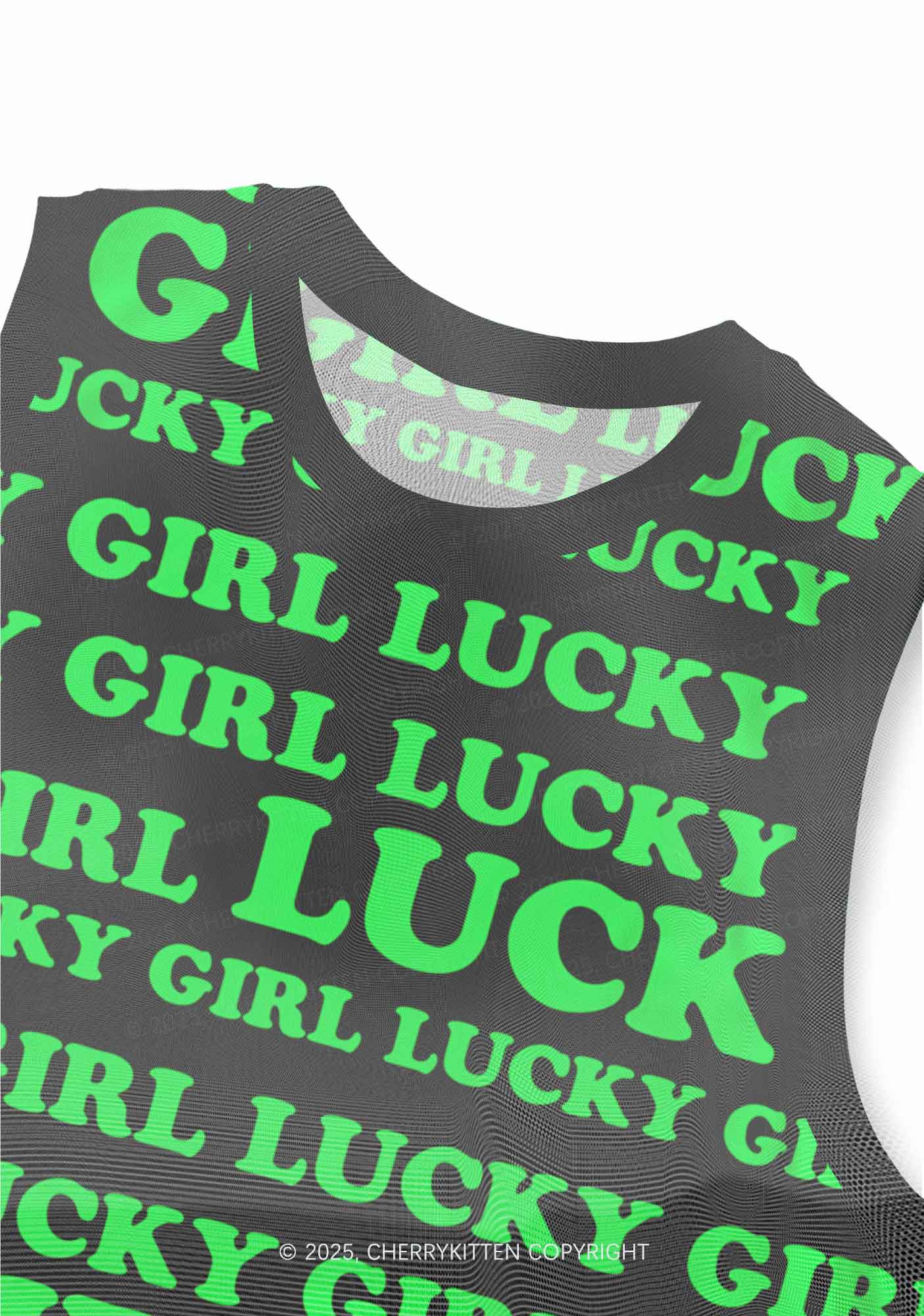 Lucky Girl Y2K Mesh Muscle Tank Cherrykitten - Image 2