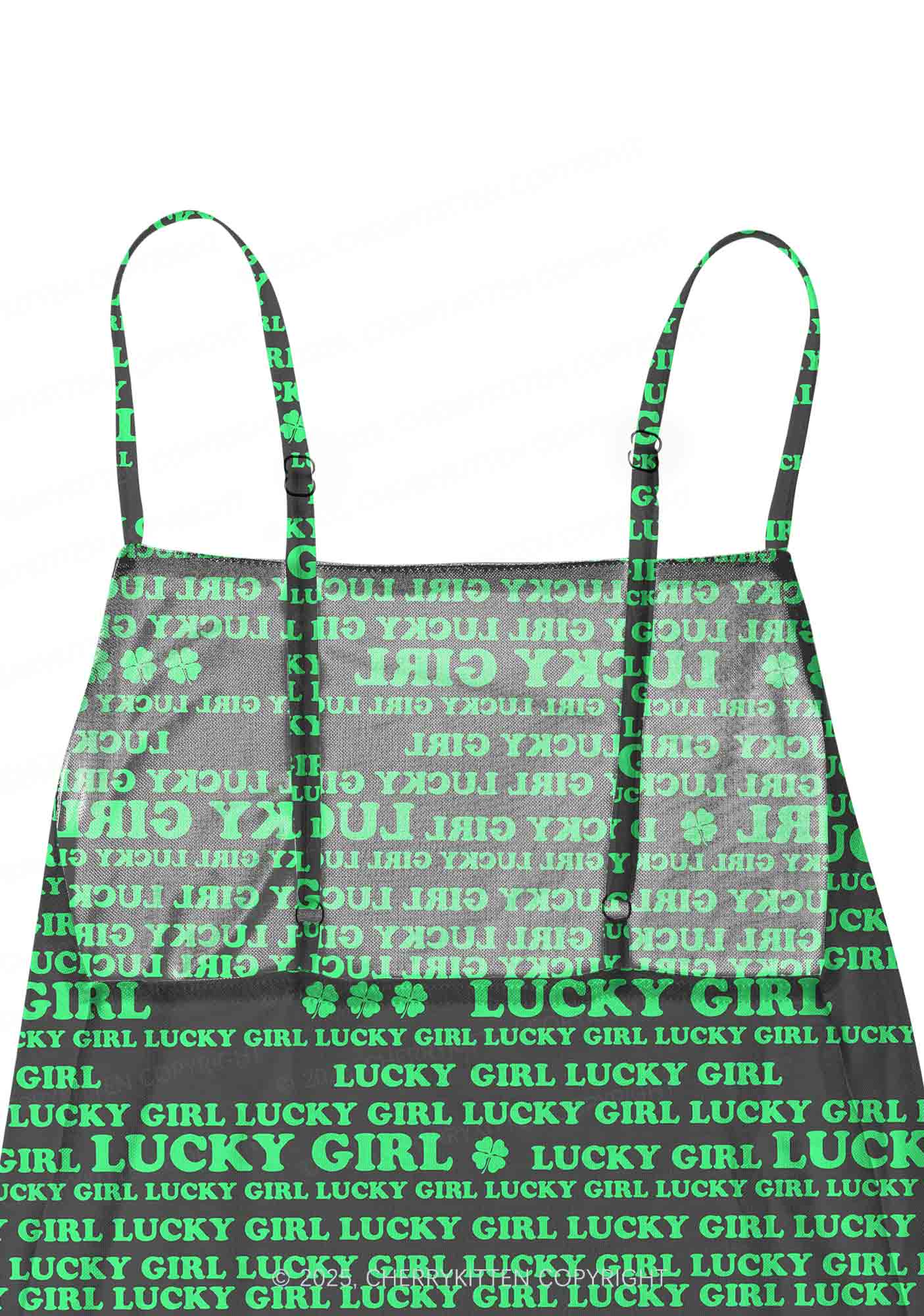 Lucky Girl Y2K Mesh Slip Dress With Scarf Set Cherrykitten - Image 5