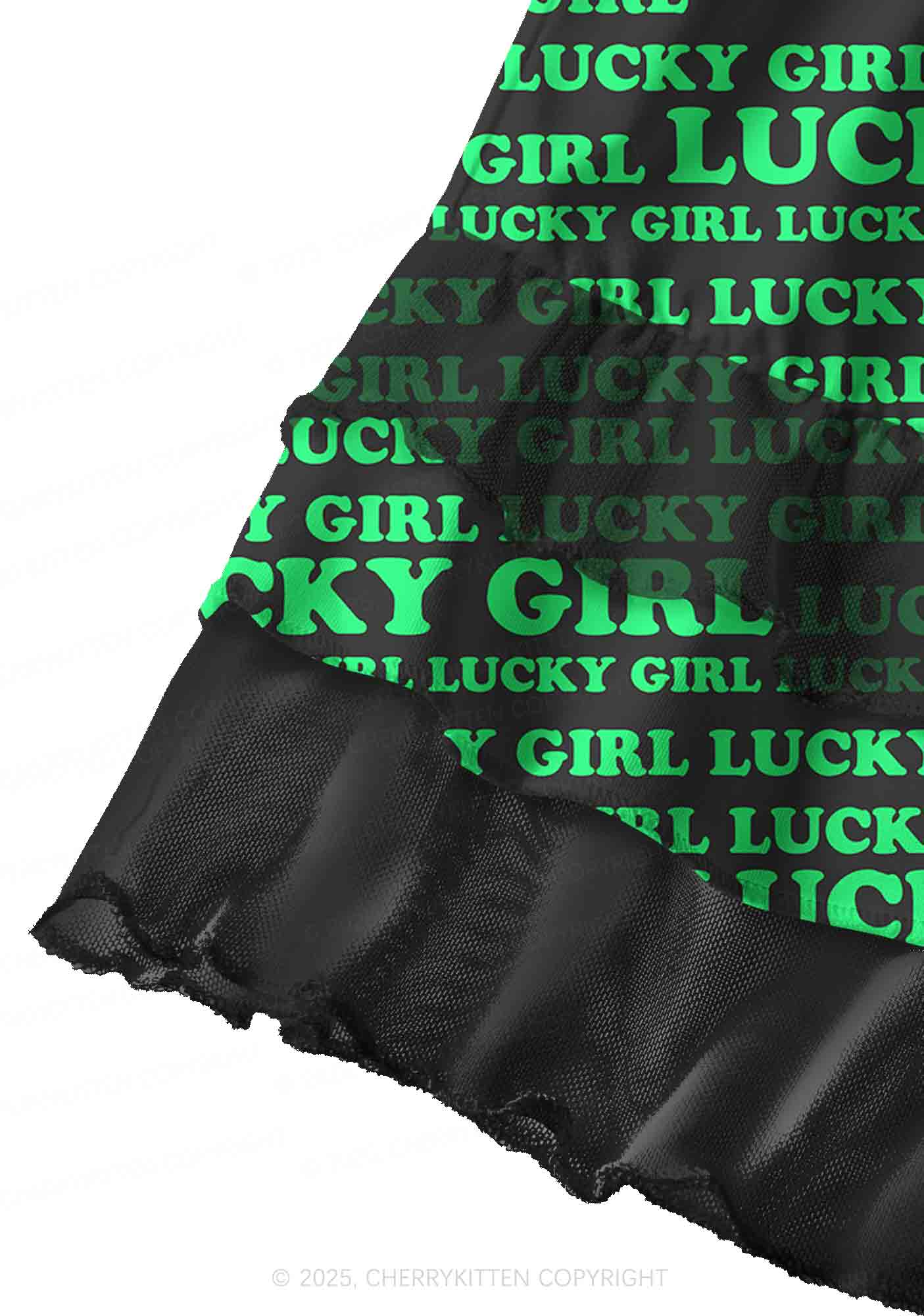 Lucky Girl Y2K Print Mini Layered Skirt Cherrykitten - Image 3