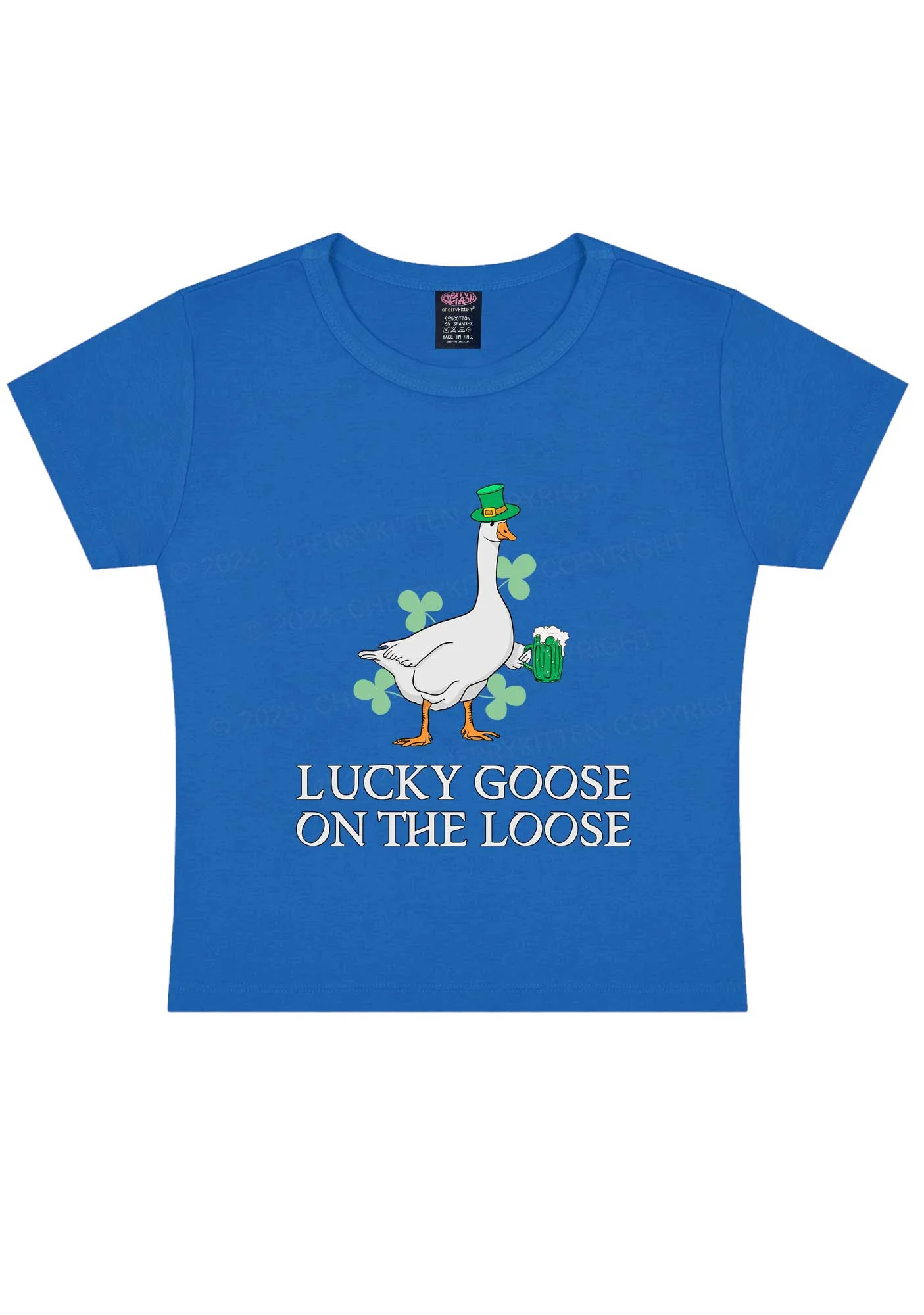 Lucky Goose On The Loose St Patricks Y2K Baby Tee Cherrykitten - Image 11