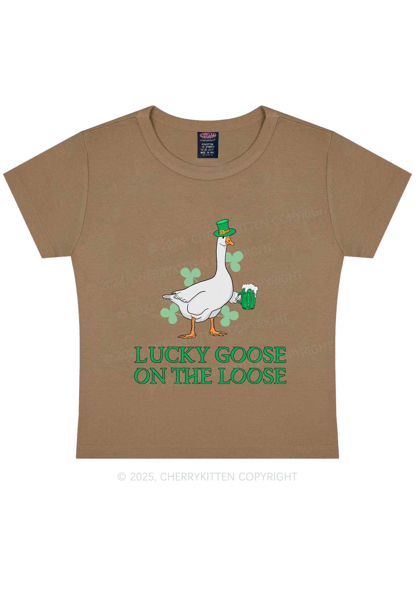 Lucky Goose On The Loose St Patricks Y2K Baby Tee Cherrykitten - Image 12