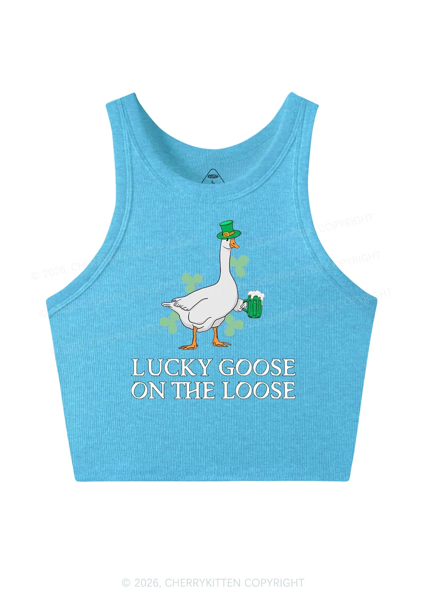 Lucky Goose On The Loose St Patricks Y2K Crop Tank Top Cherrykitten - Image 5