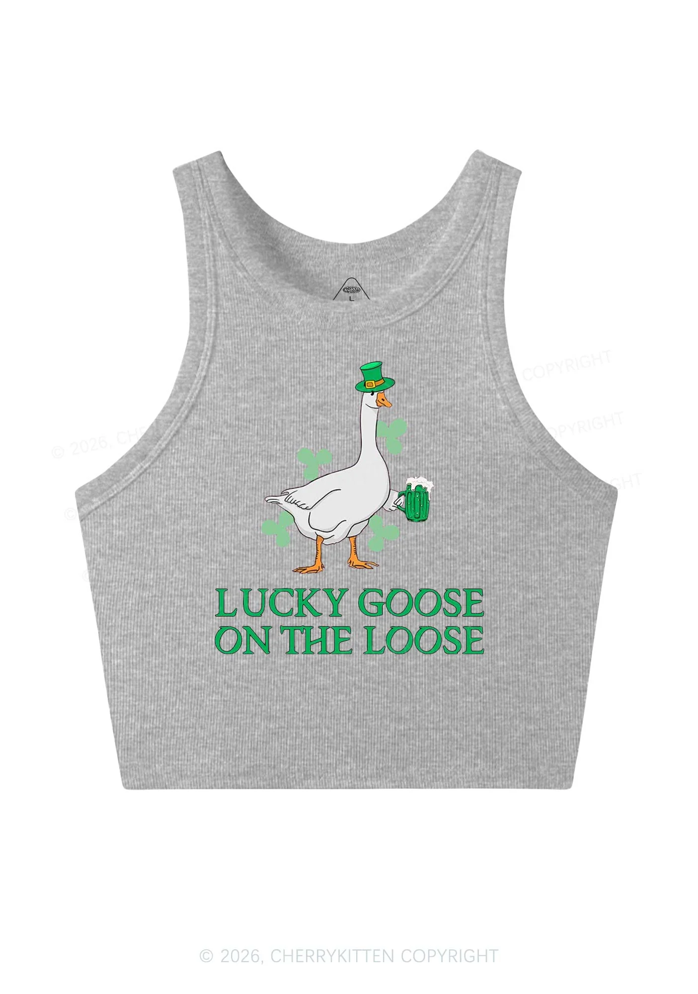 Lucky Goose On The Loose St Patricks Y2K Crop Tank Top Cherrykitten - Image 6