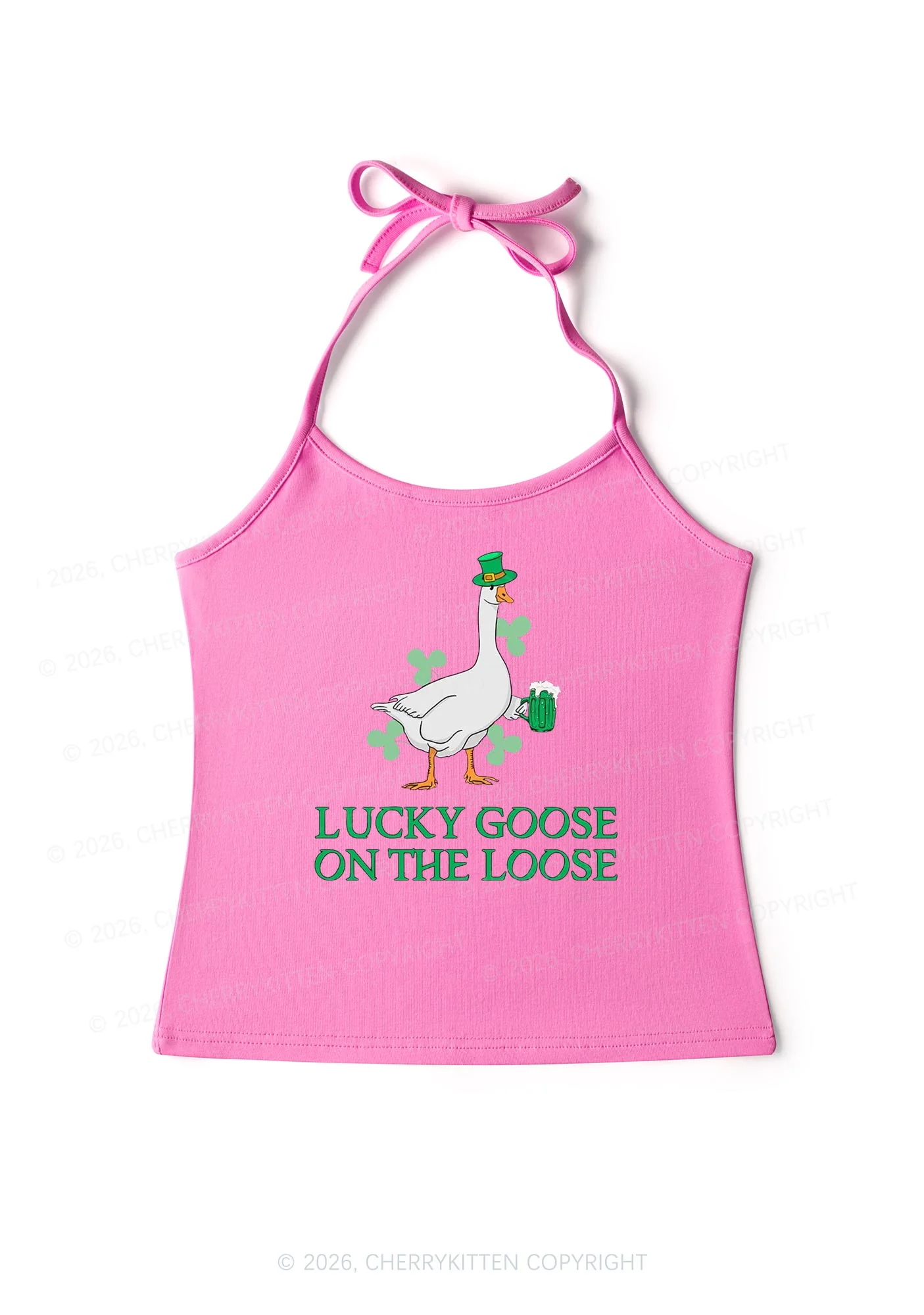Lucky Goose On The Loose St Patricks Y2K Halter Neck Cami Cherrykitten - Image 3