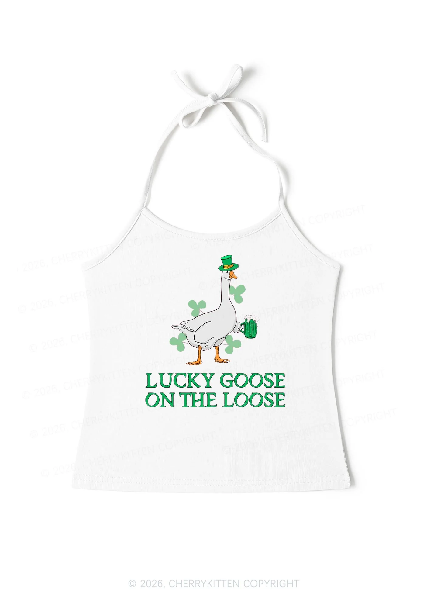 Lucky Goose On The Loose St Patricks Y2K Halter Neck Cami Cherrykitten - Image 4
