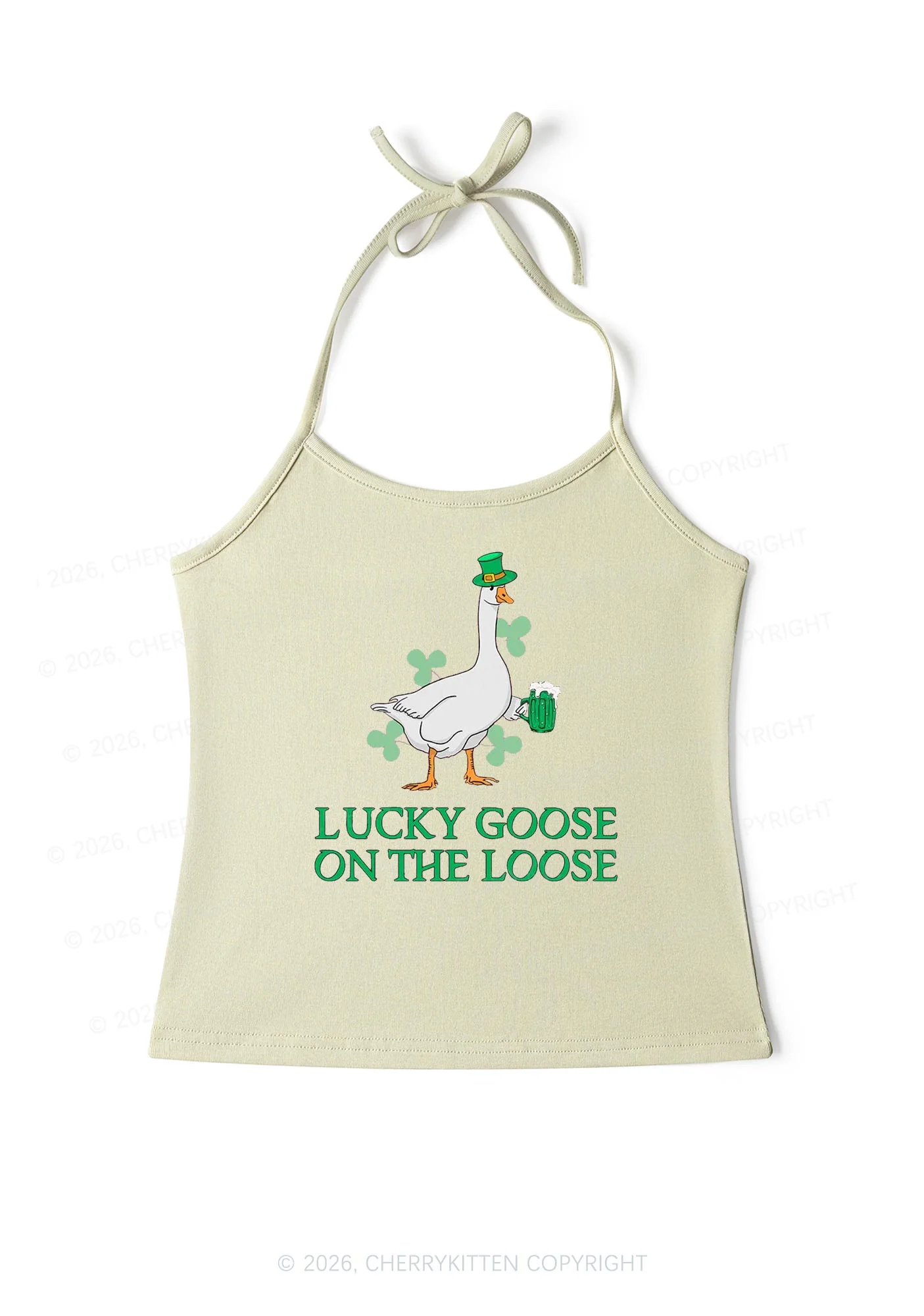 Lucky Goose On The Loose St Patricks Y2K Halter Neck Cami Cherrykitten - Image 6