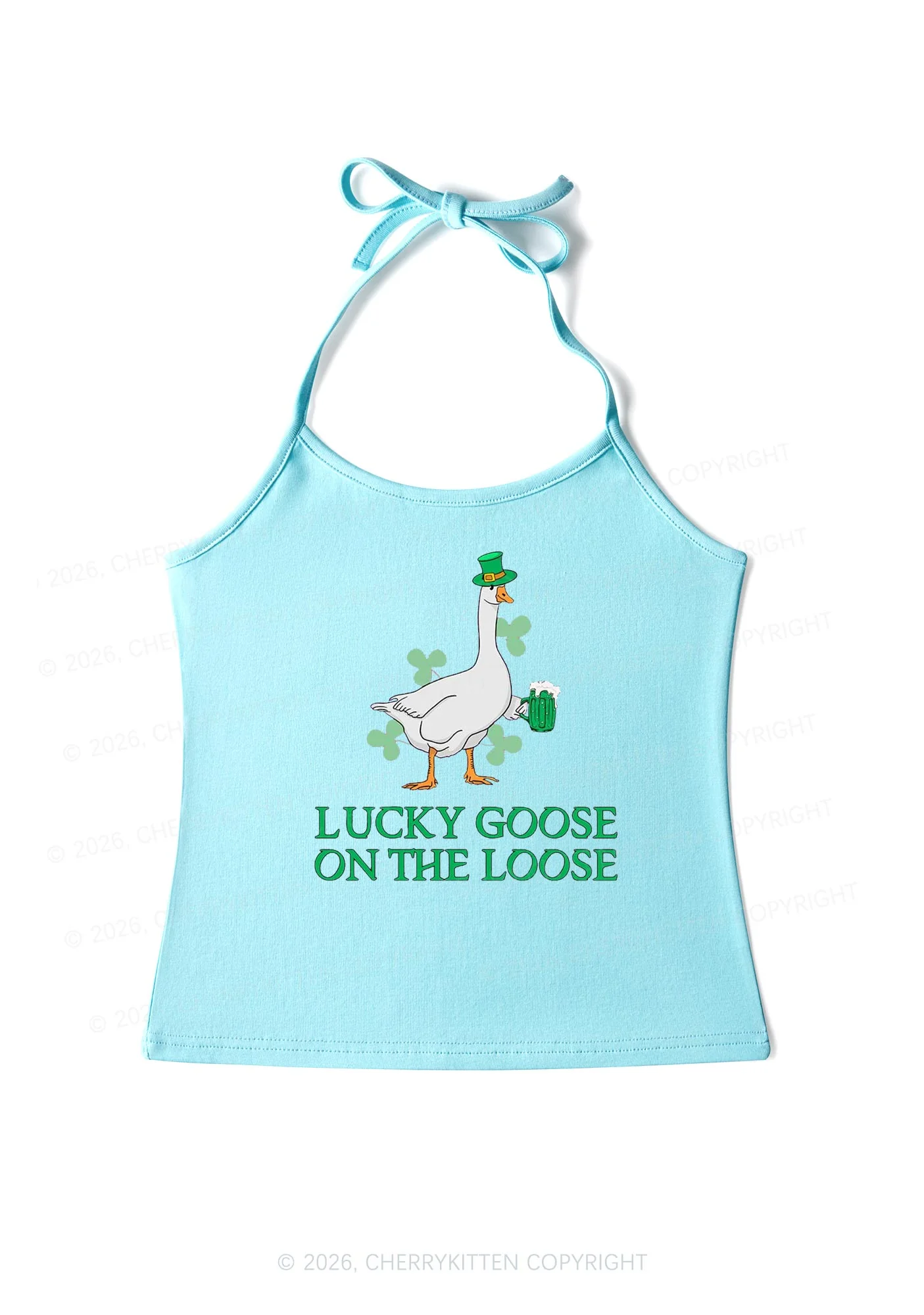 Lucky Goose On The Loose St Patricks Y2K Halter Neck Cami Cherrykitten - Image 7