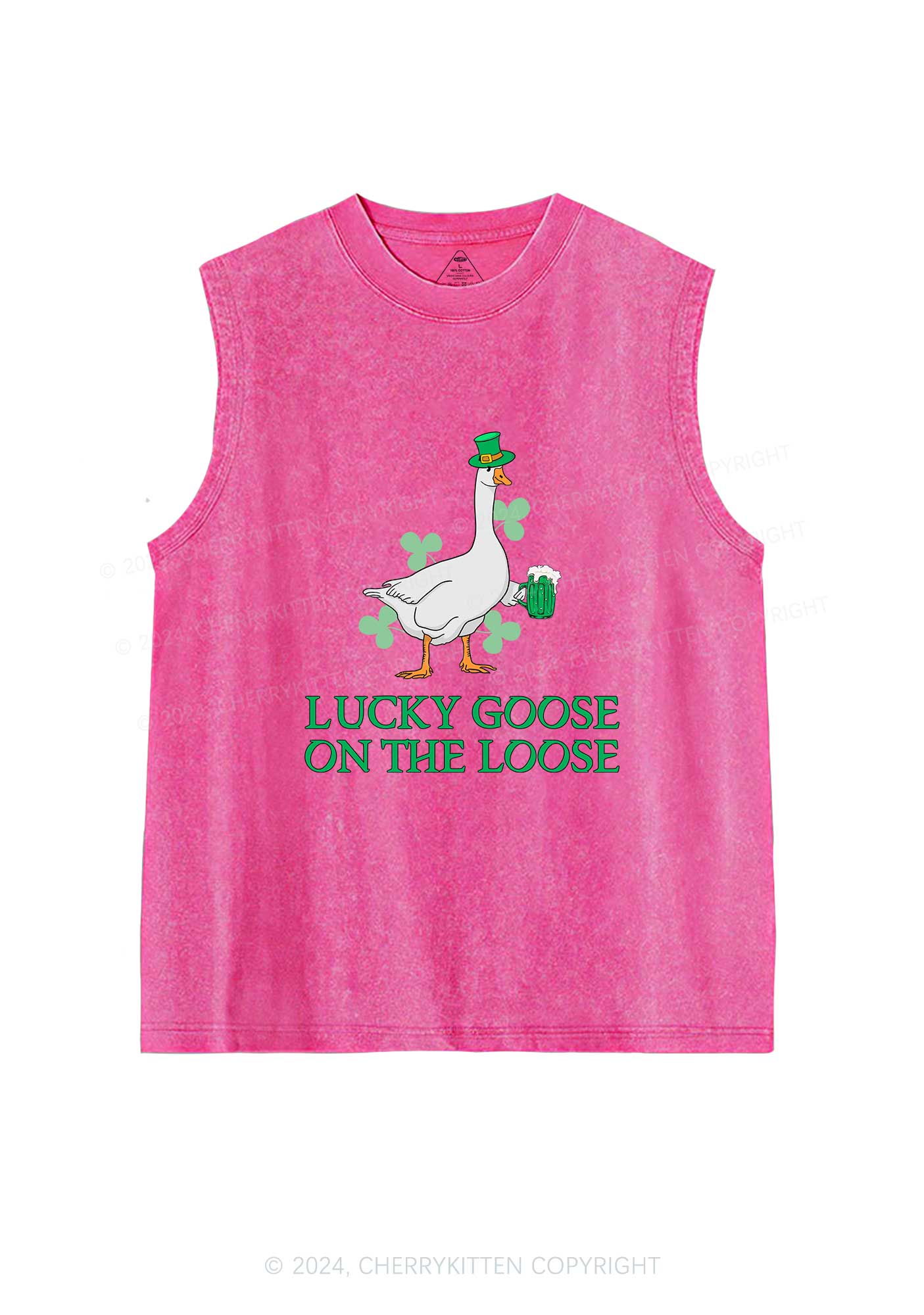 Lucky Goose On The Loose St Patricks Y2K Washed Tank Cherrykitten - Image 4