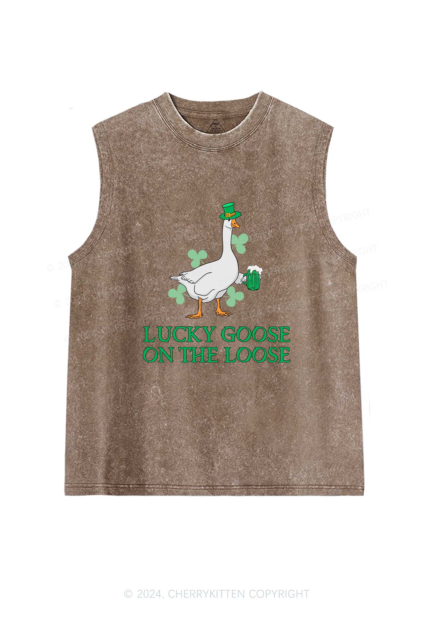 Lucky Goose On The Loose St Patricks Y2K Washed Tank Cherrykitten - Image 6