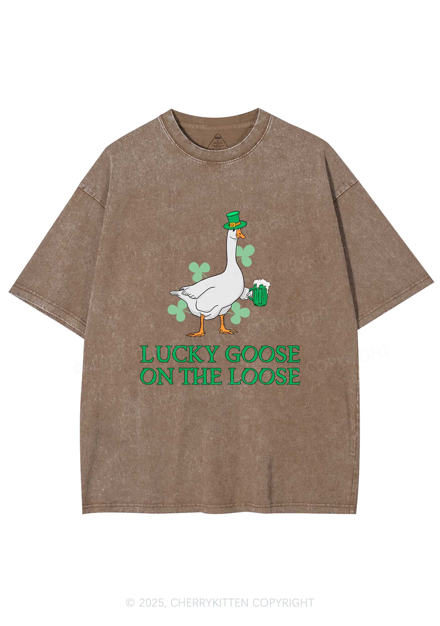 Lucky Goose On The Loose St Patricks Y2K Washed Tee Cherrykitten - Image 8