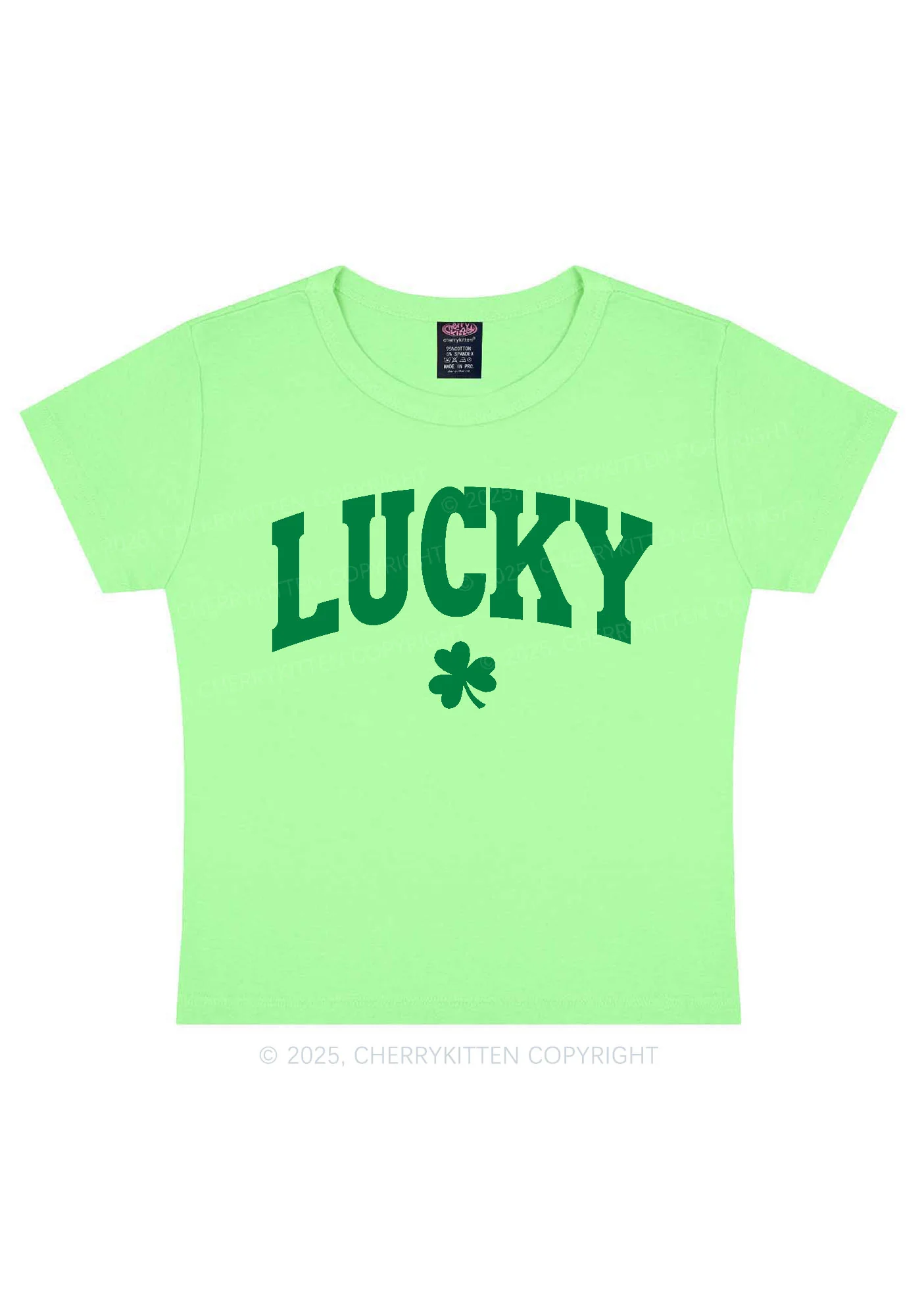 Lucky Shamrock St Patricks Y2K Baby Tee Cherrykitten - Image 12