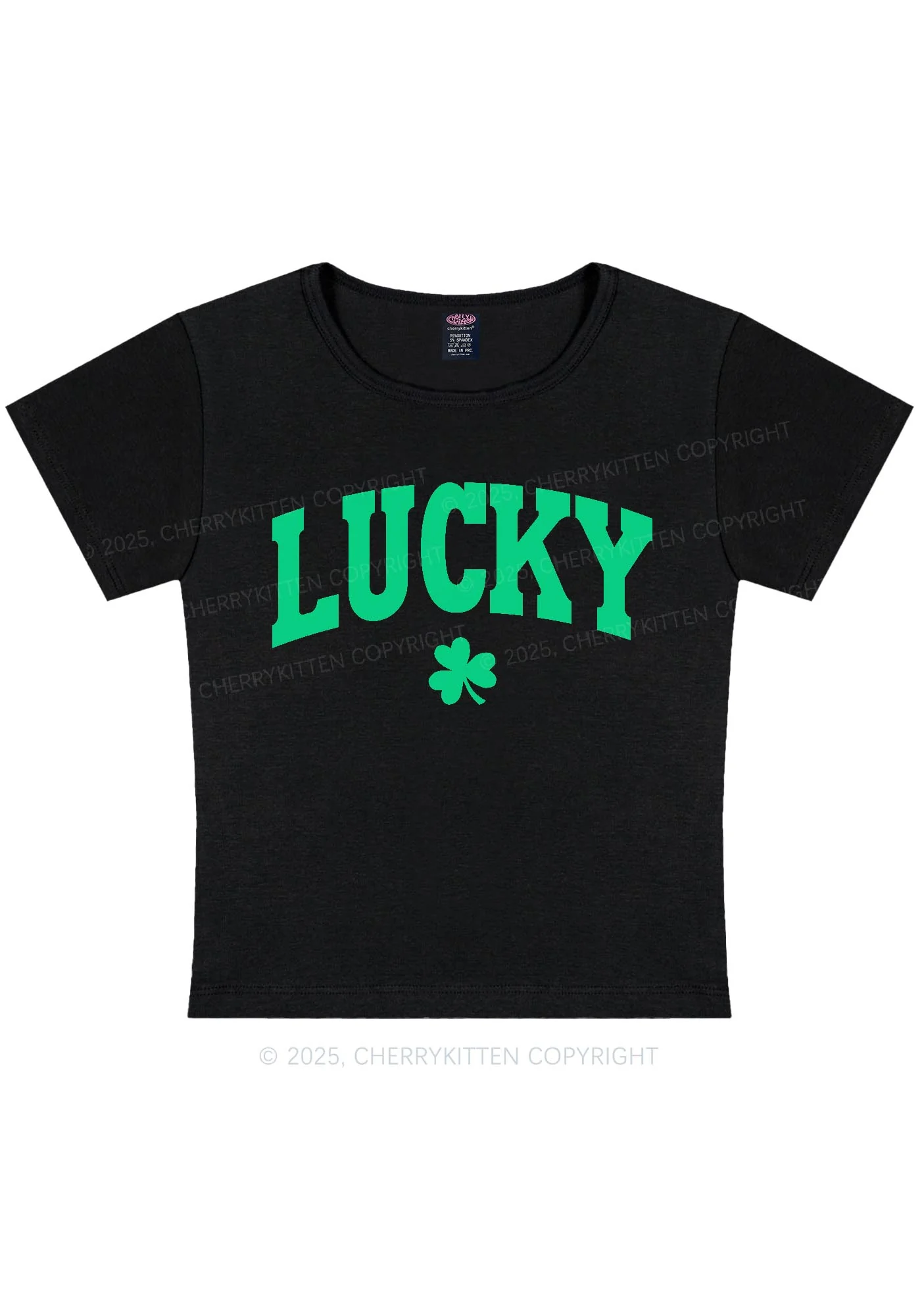 Lucky Shamrock St Patricks Y2K Baby Tee Cherrykitten - Image 3