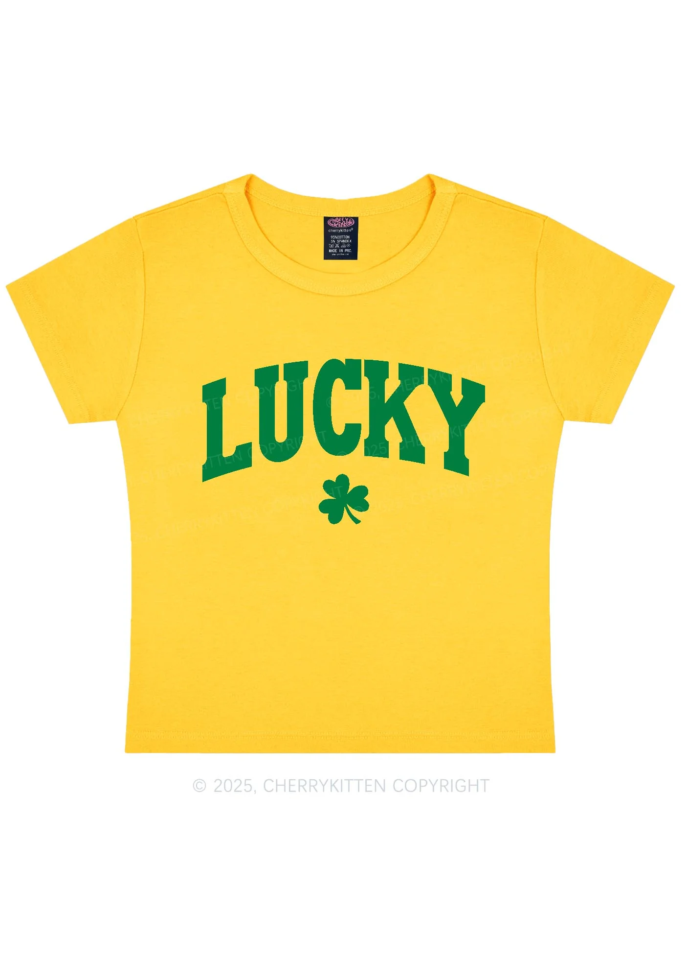 Lucky Shamrock St Patricks Y2K Baby Tee Cherrykitten - Image 4