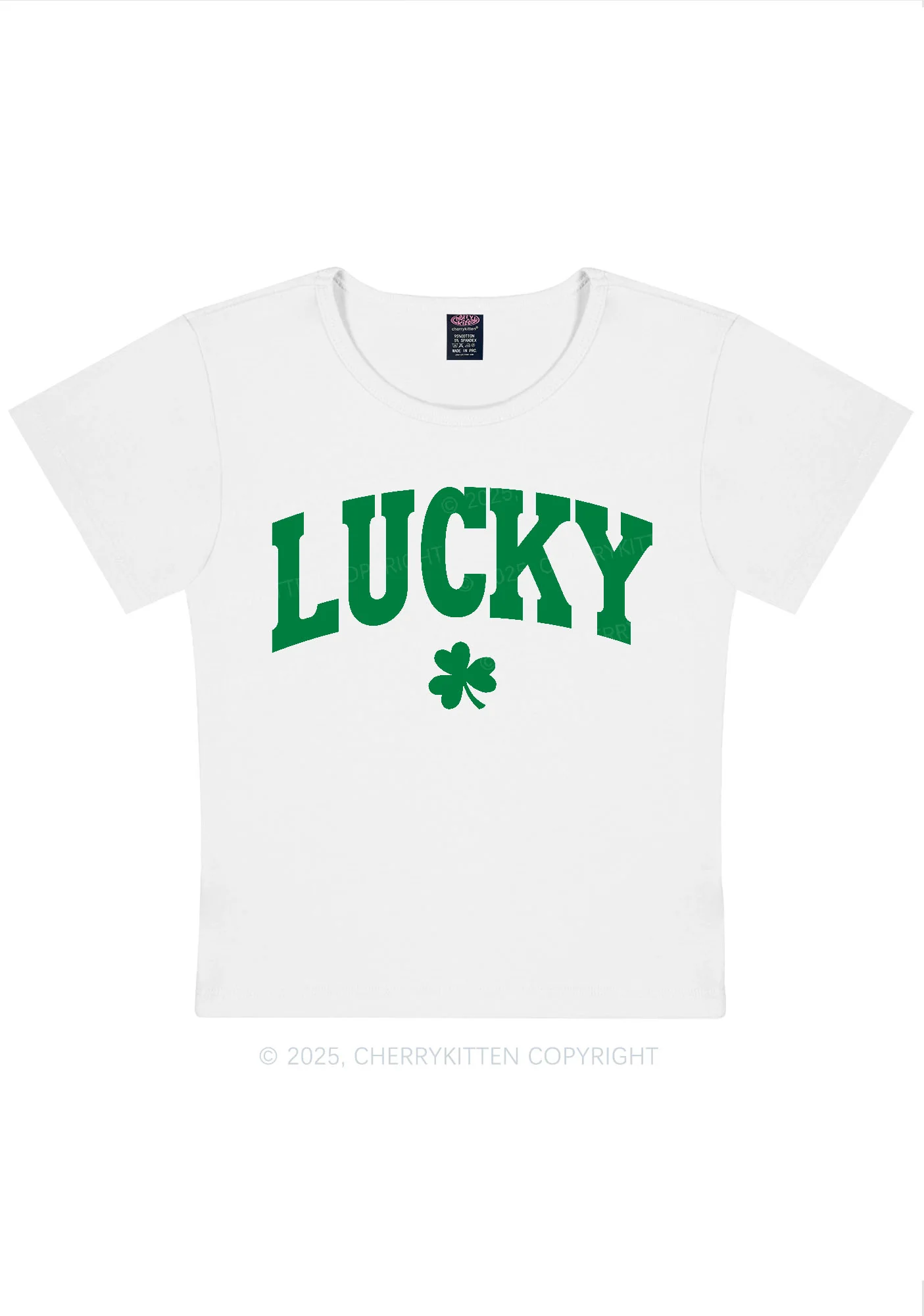 Lucky Shamrock St Patricks Y2K Baby Tee Cherrykitten - Image 5