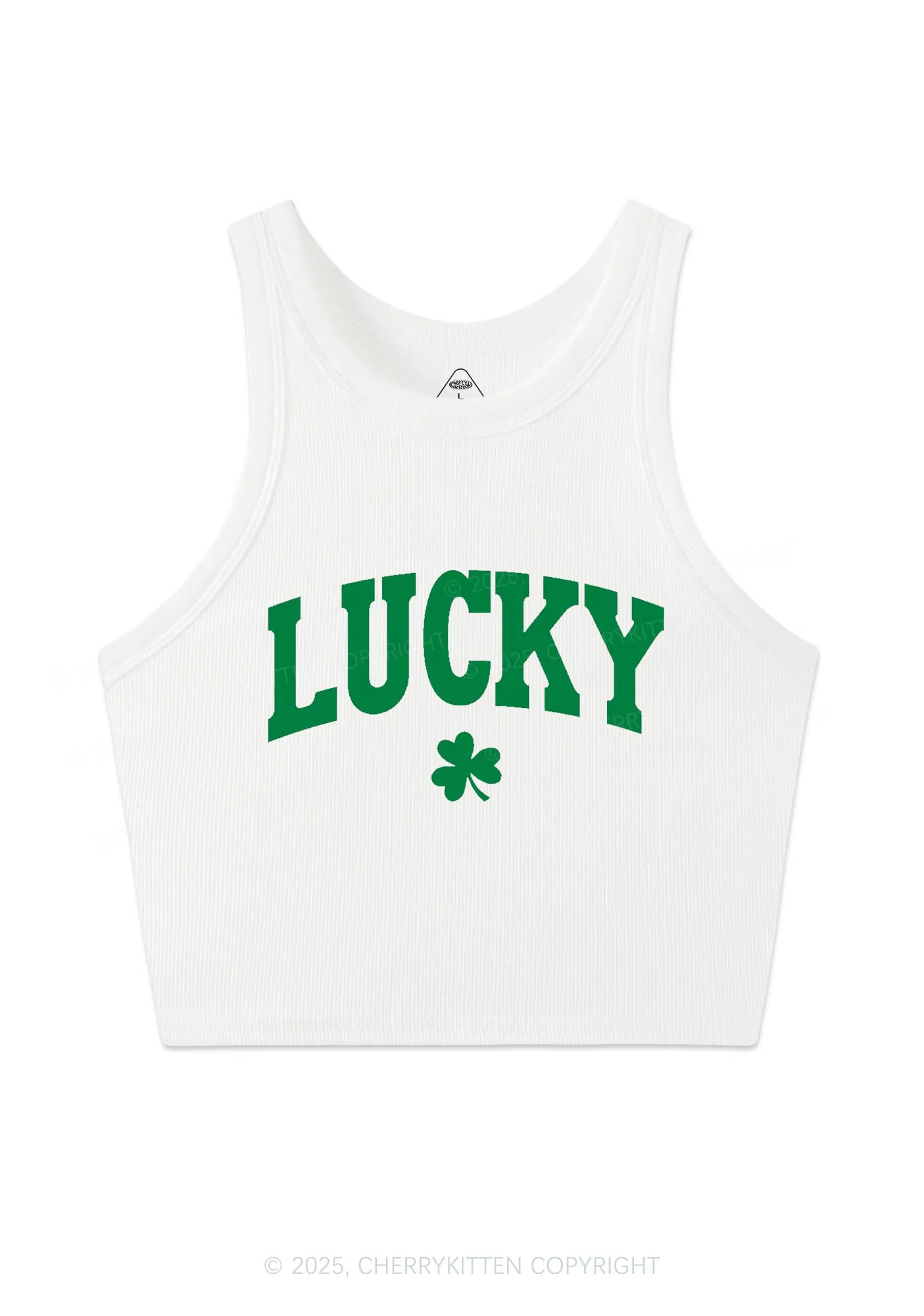 Lucky Shamrock St Patricks Y2K Crop Tank Top Cherrykitten - Image 4