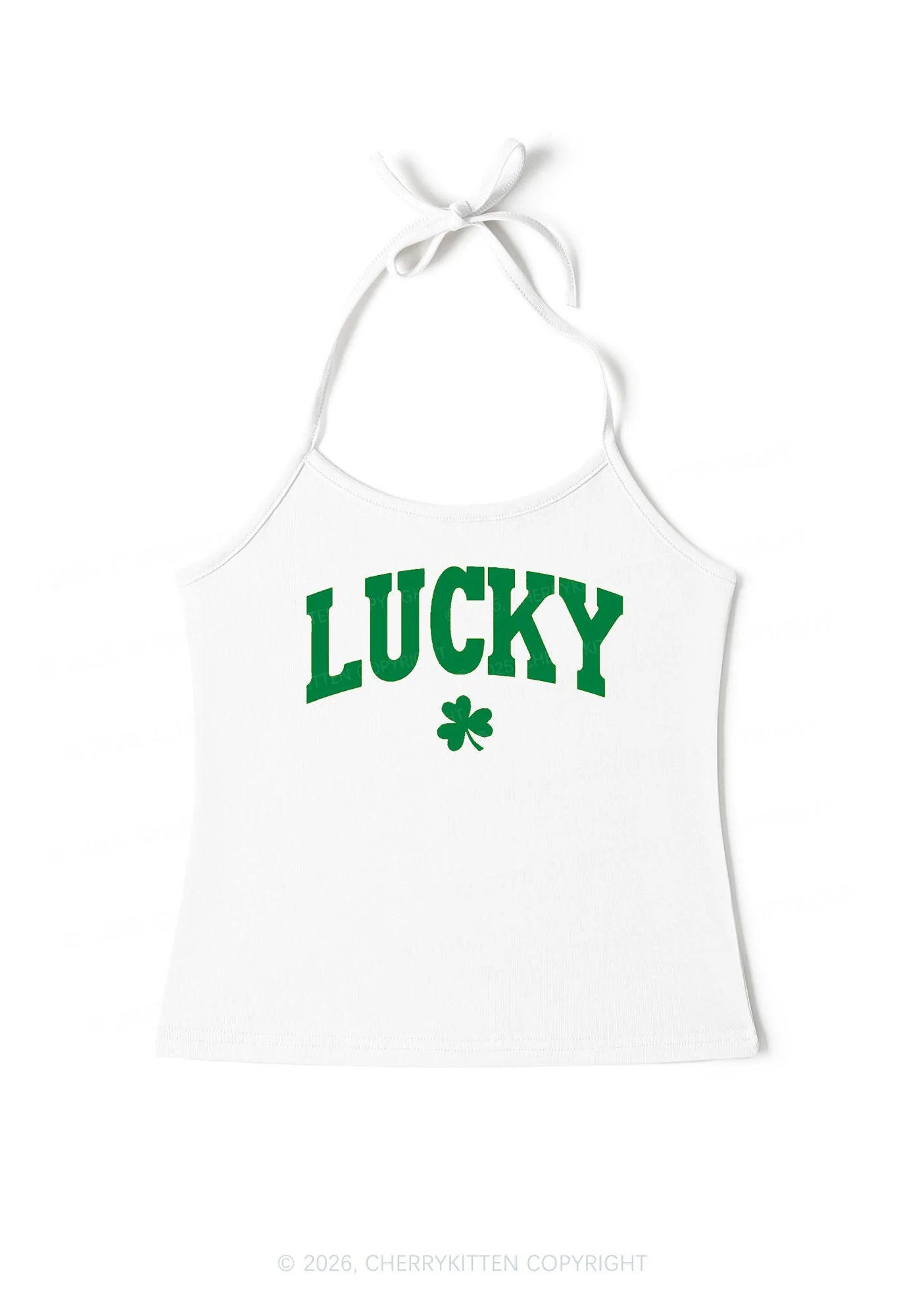 Lucky Shamrock St Patricks Y2K Halter Neck Cami Cherrykitten - Image 3