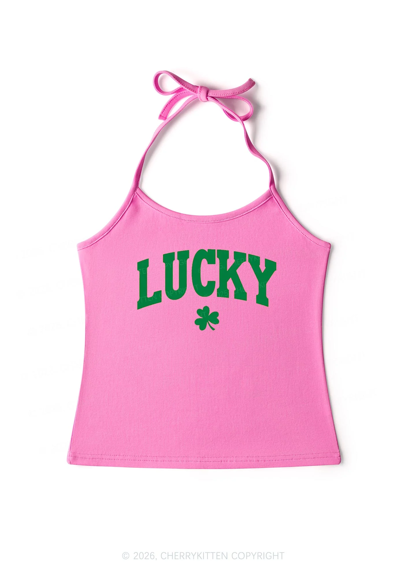 Lucky Shamrock St Patricks Y2K Halter Neck Cami Cherrykitten - Image 4