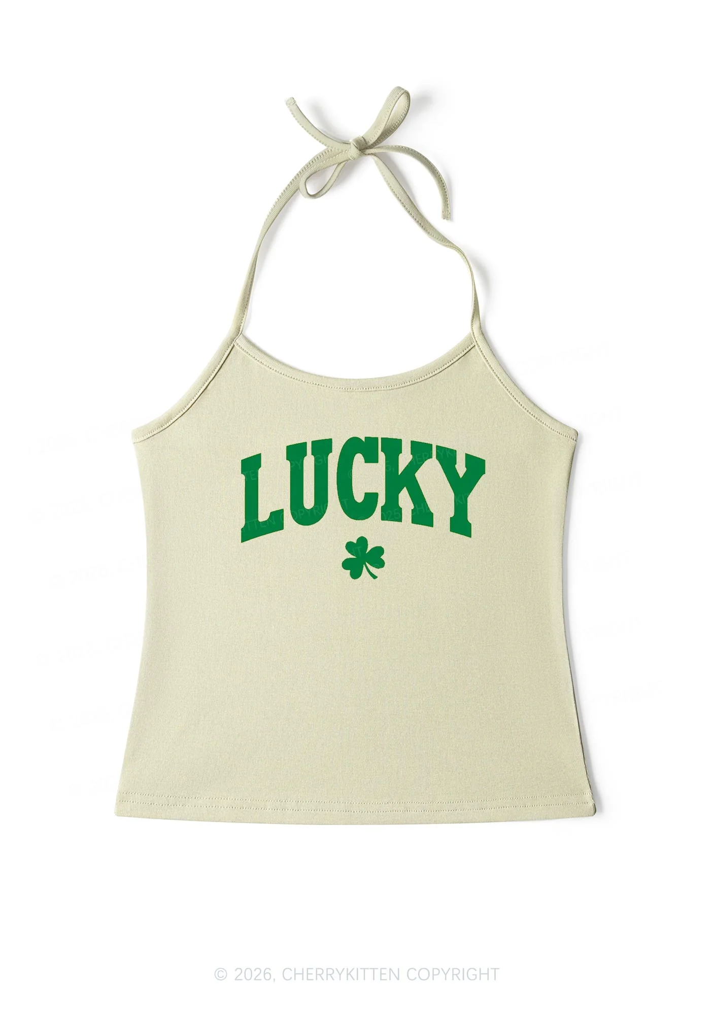 Lucky Shamrock St Patricks Y2K Halter Neck Cami Cherrykitten - Image 5