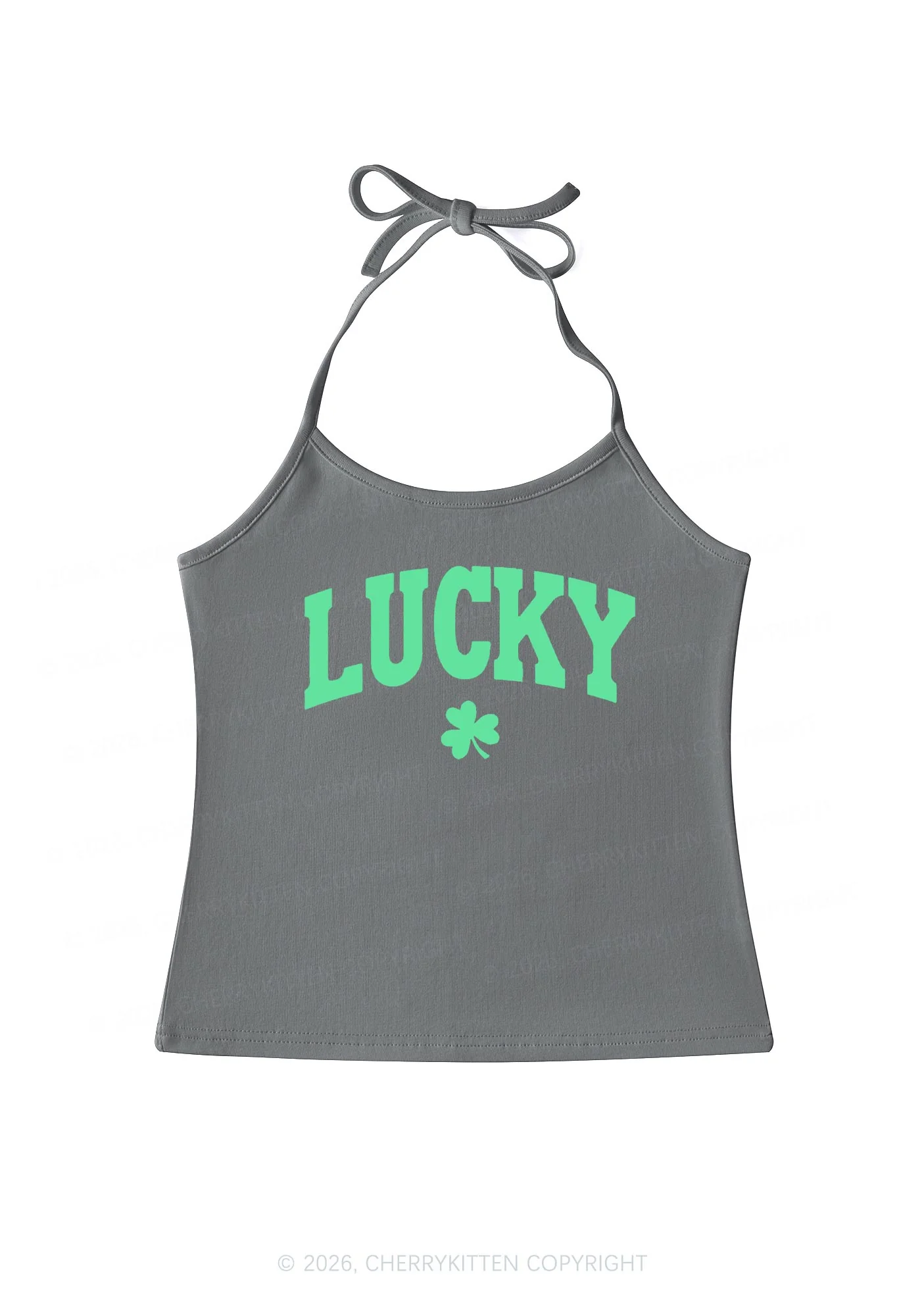 Lucky Shamrock St Patricks Y2K Halter Neck Cami Cherrykitten - Image 8
