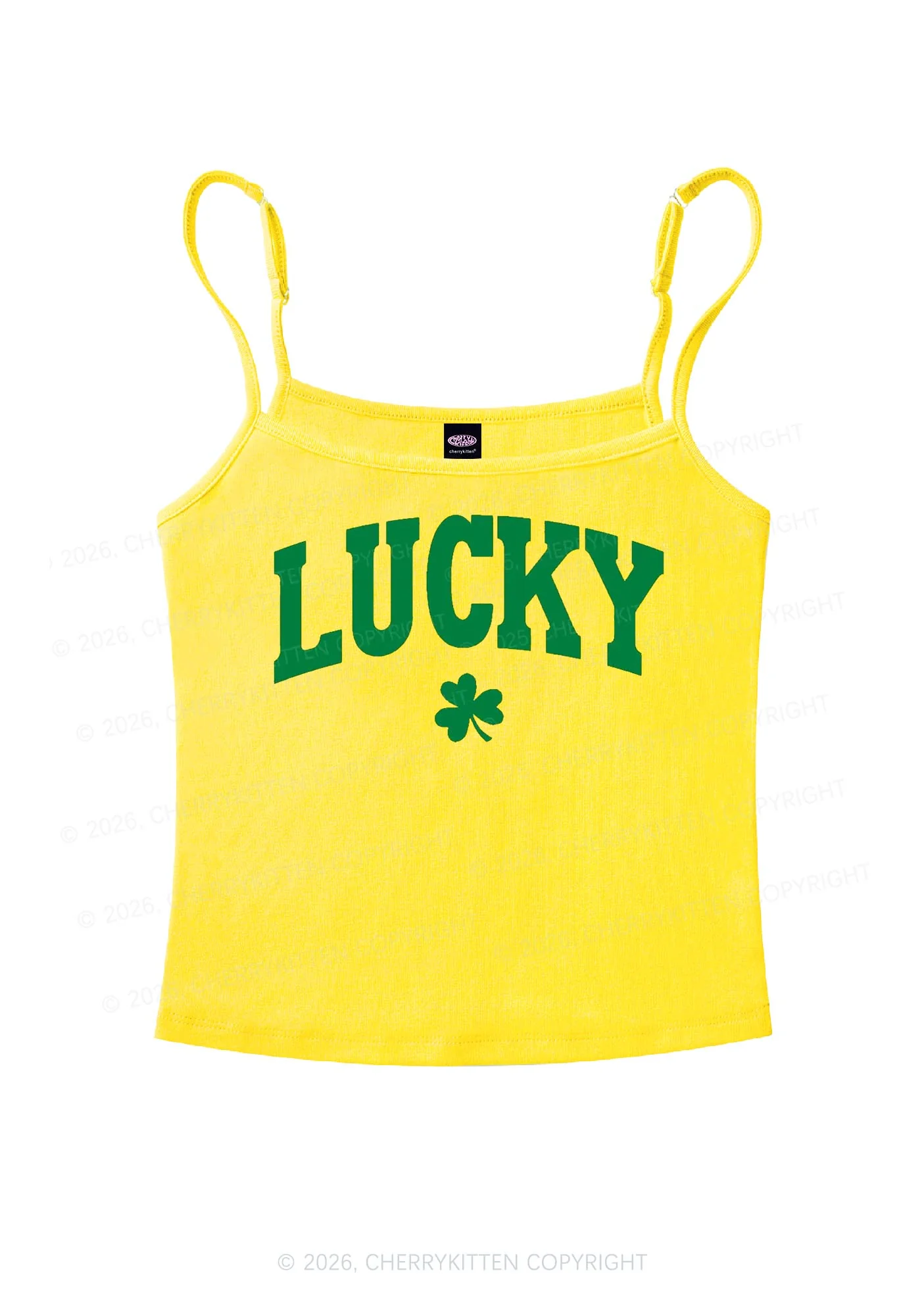 Lucky Shamrock St Patricks Y2K Spaghetti Strap Cami Cherrykitten - Image 4