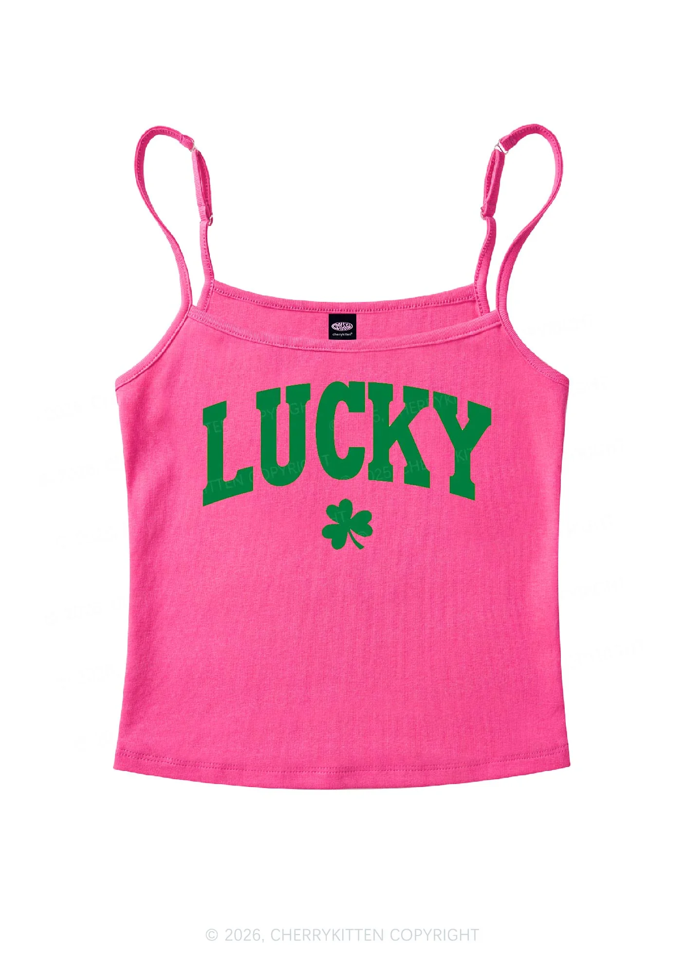Lucky Shamrock St Patricks Y2K Spaghetti Strap Cami Cherrykitten - Image 5