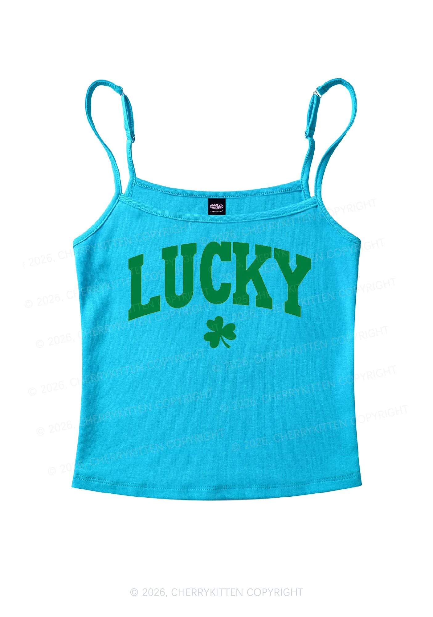 Lucky Shamrock St Patricks Y2K Spaghetti Strap Cami Cherrykitten - Image 6