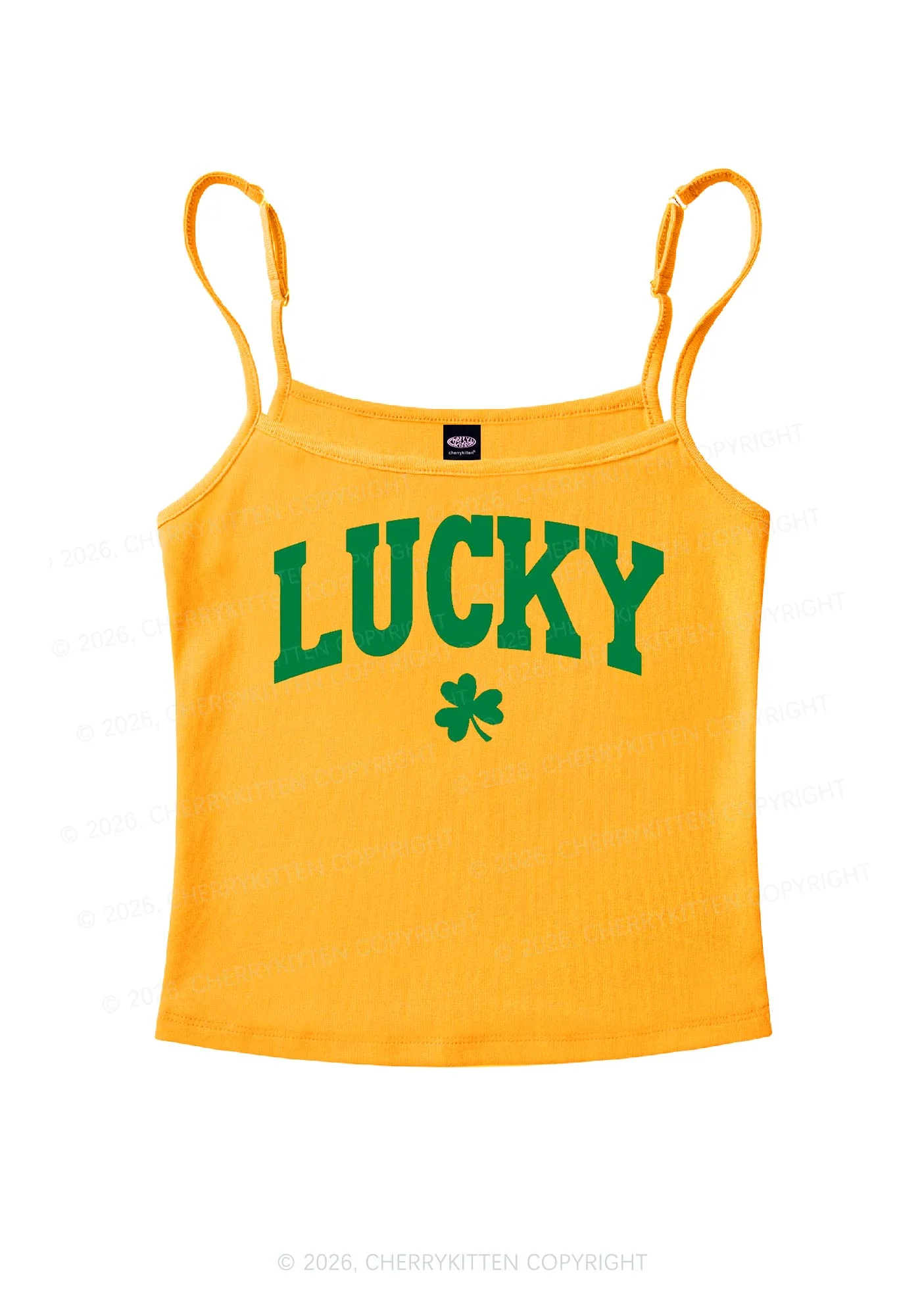 Lucky Shamrock St Patricks Y2K Spaghetti Strap Cami Cherrykitten - Image 7