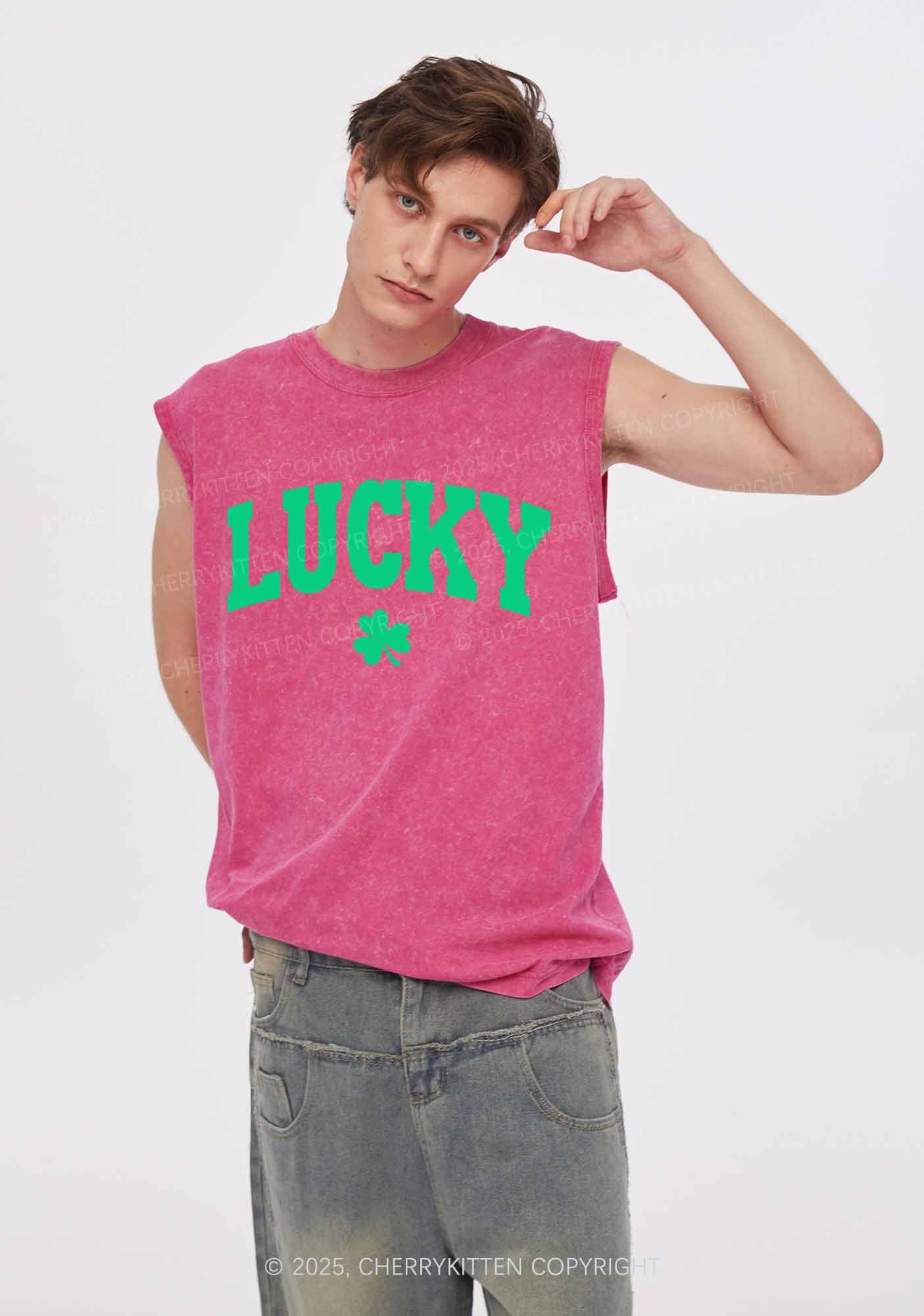 Lucky Shamrock St Patricks Y2K Washed Tank Cherrykitten - Image 2
