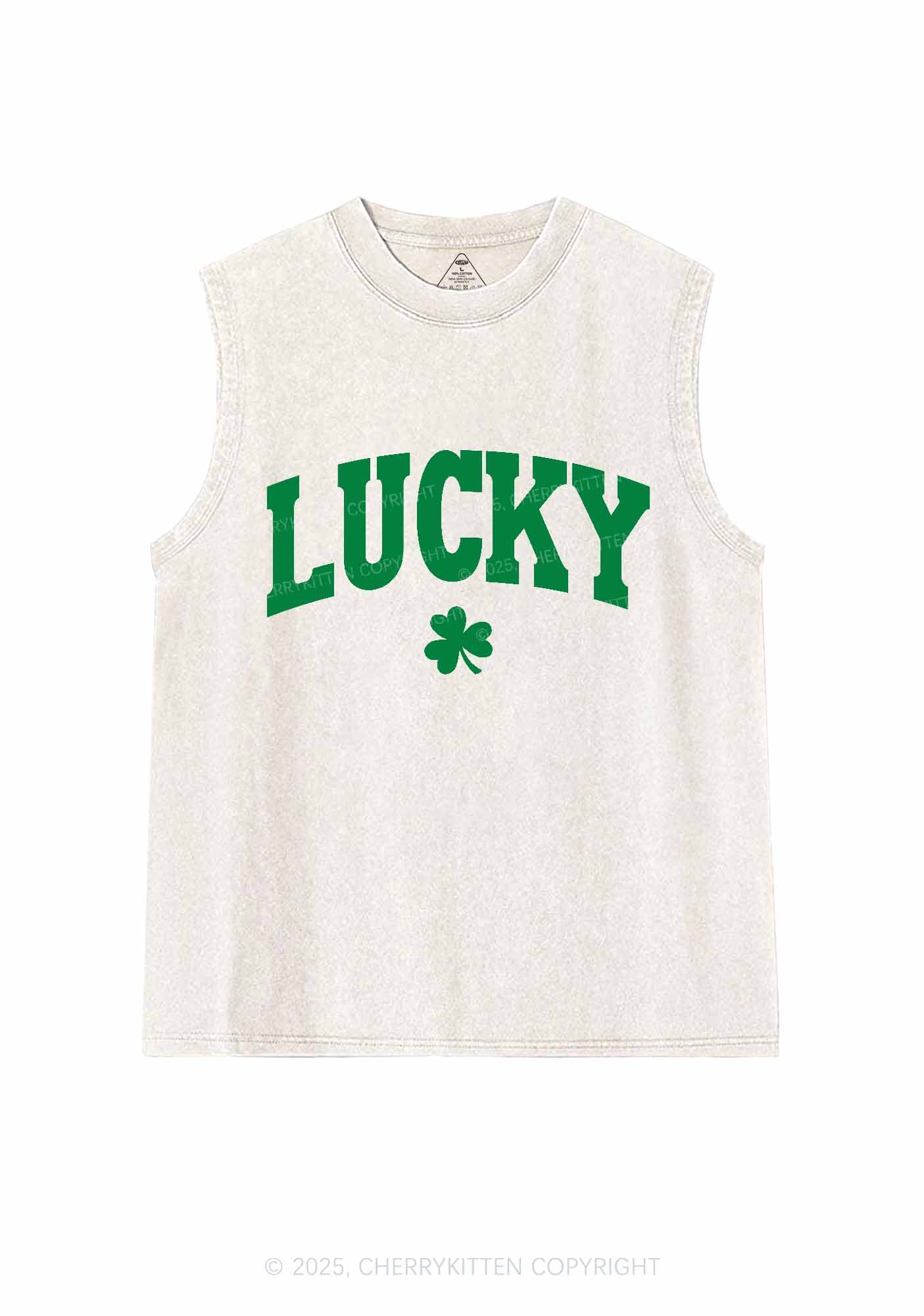 Lucky Shamrock St Patricks Y2K Washed Tank Cherrykitten - Image 3