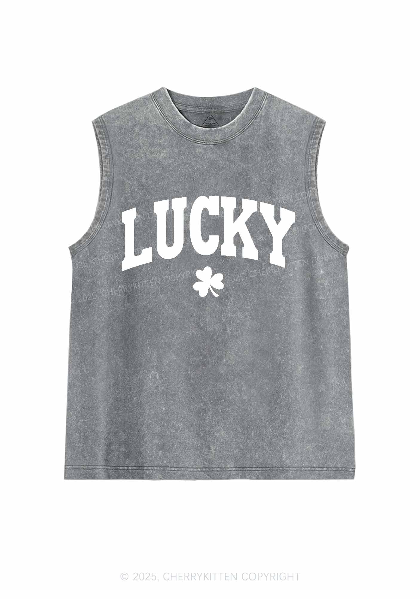 Lucky Shamrock St Patricks Y2K Washed Tank Cherrykitten - Image 5