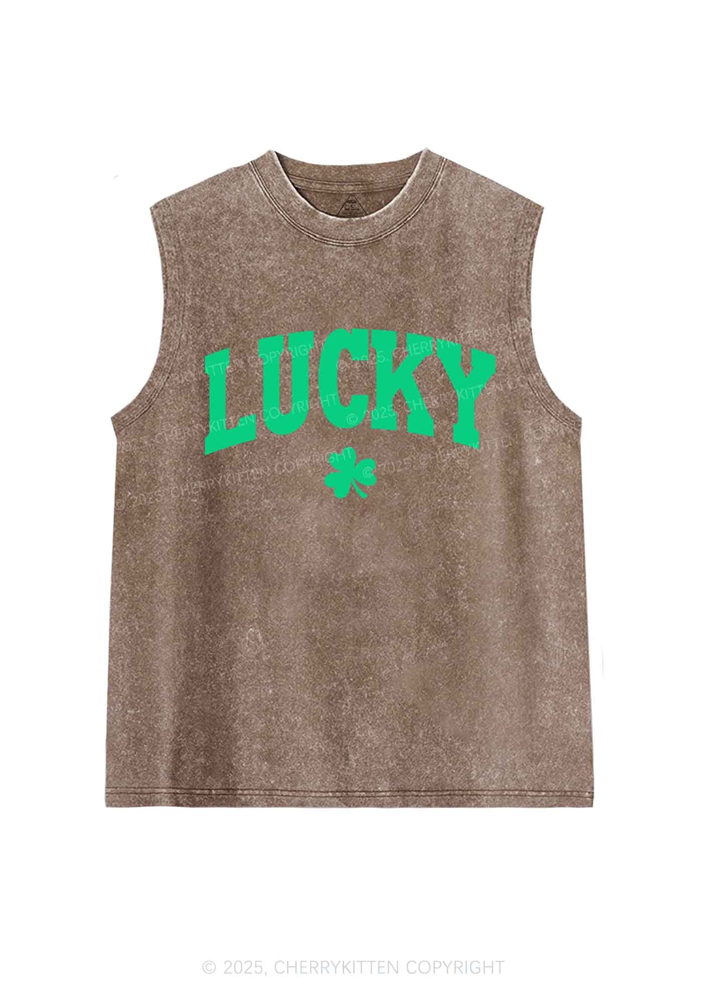 Lucky Shamrock St Patricks Y2K Washed Tank Cherrykitten - Image 6