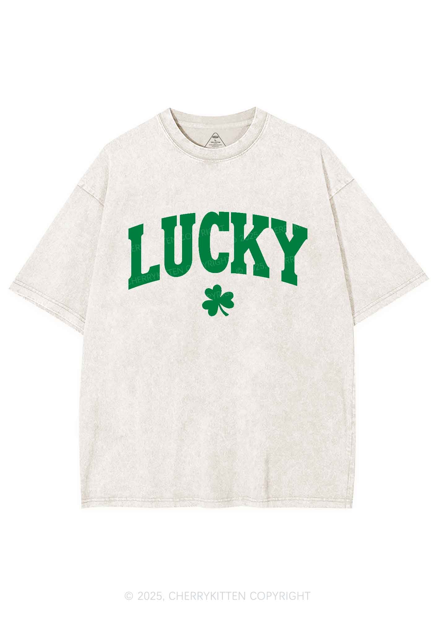 Lucky Shamrock St Patricks Y2K Washed Tee Cherrykitten - Image 5
