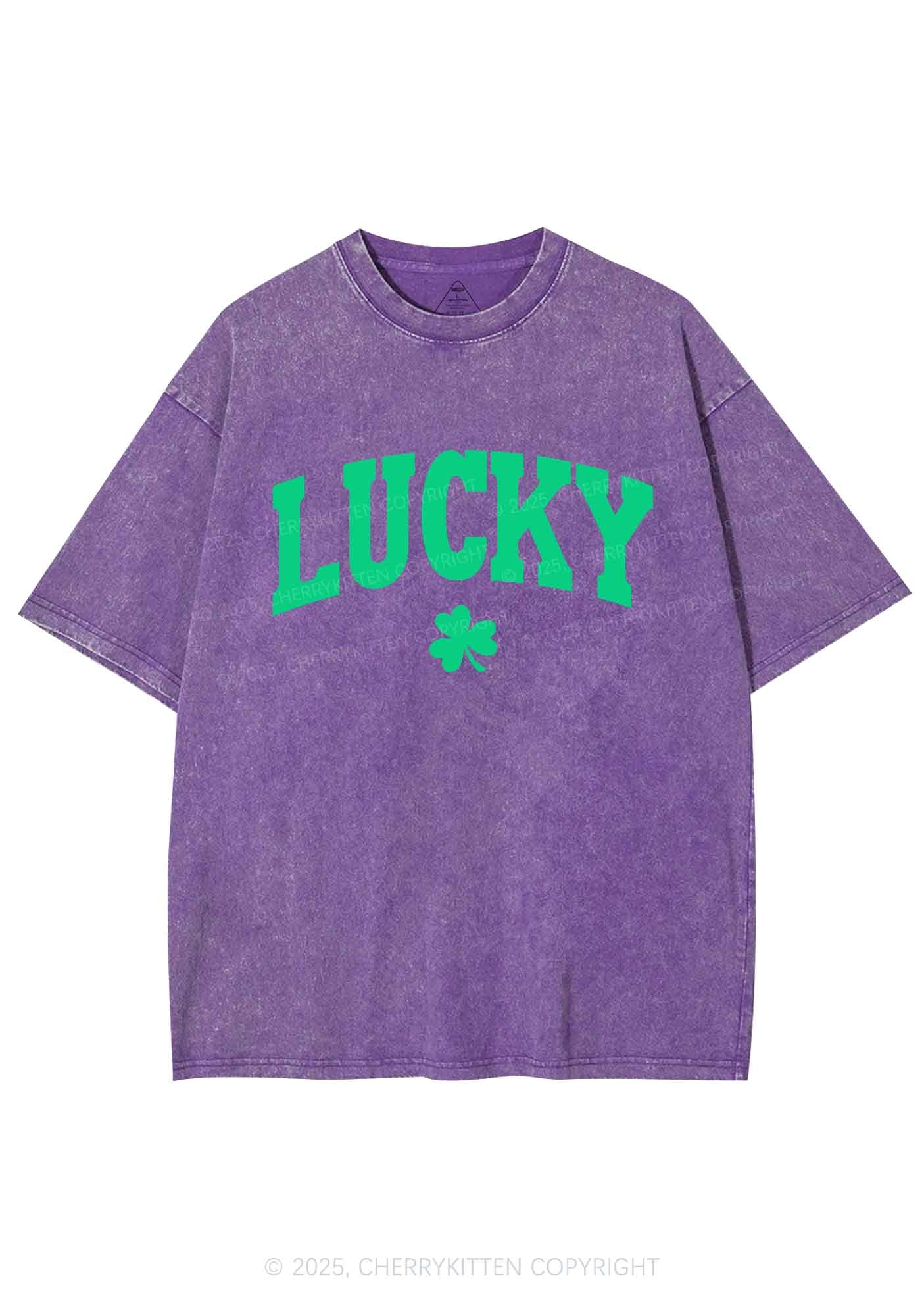 Lucky Shamrock St Patricks Y2K Washed Tee Cherrykitten - Image 7