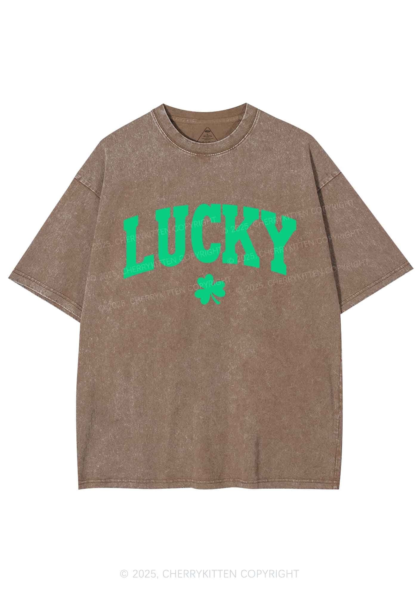 Lucky Shamrock St Patricks Y2K Washed Tee Cherrykitten - Image 9