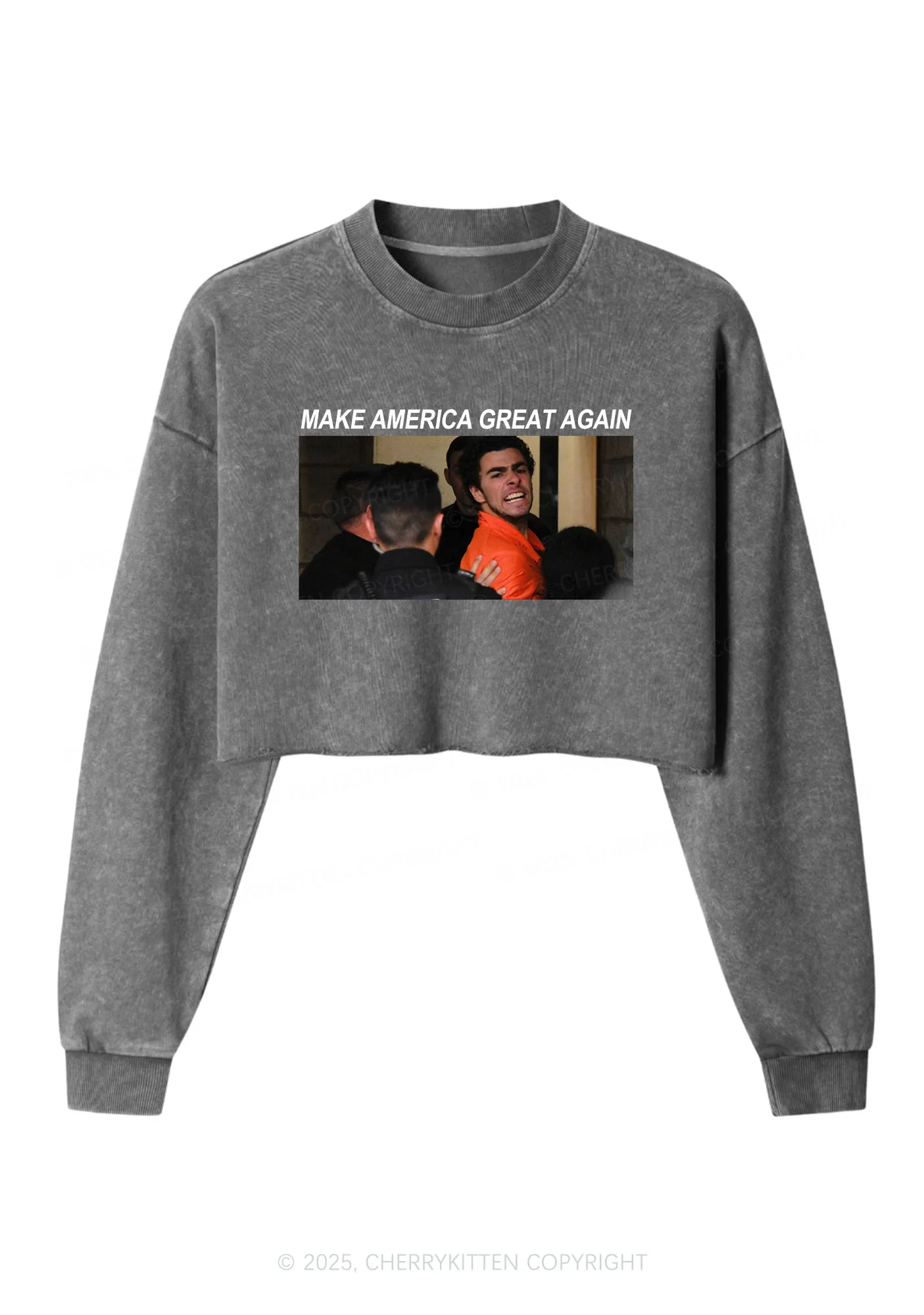 Luigi Yelling Y2K Crop Washed Sweatshirts Cherrykitten - Image 5