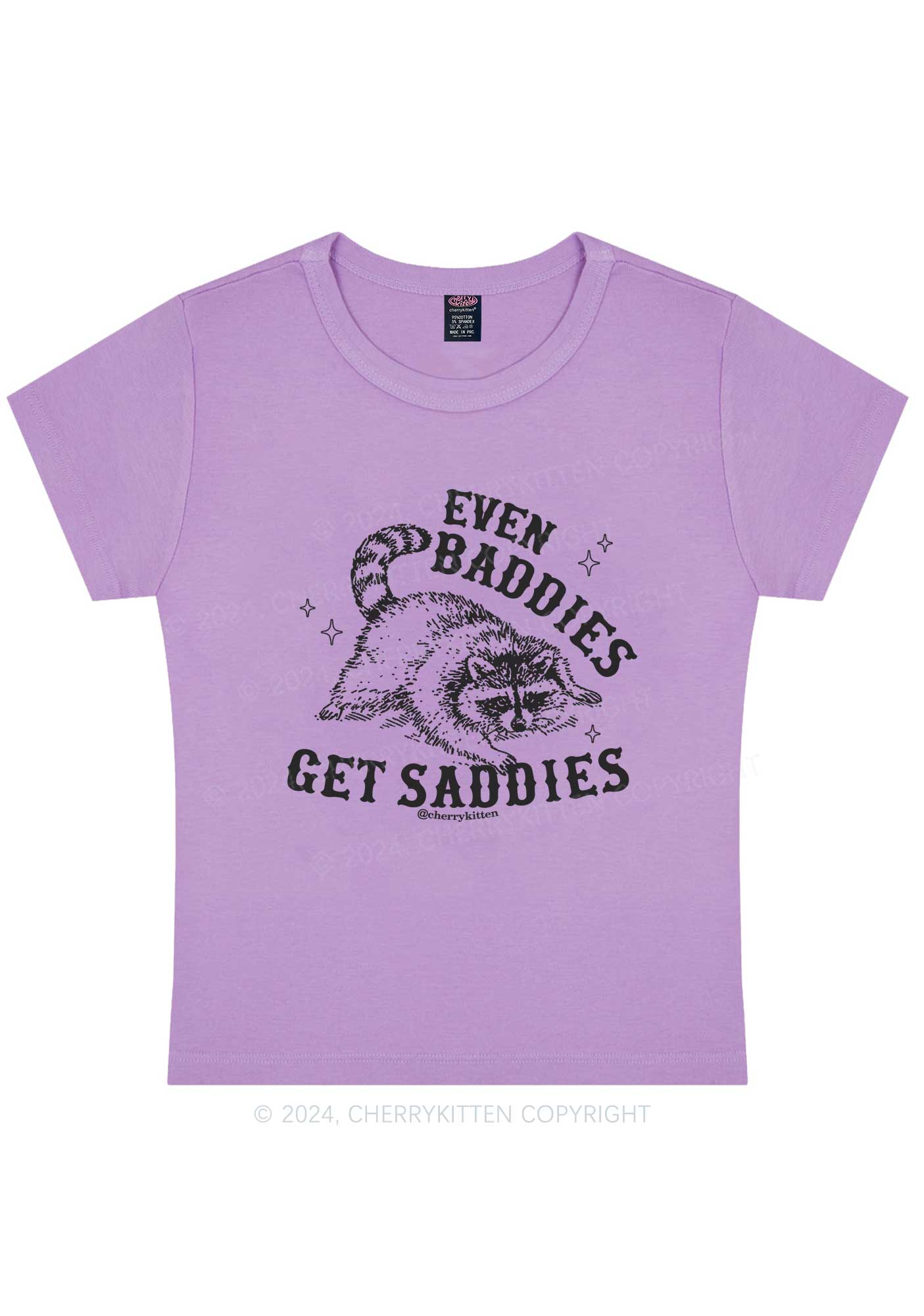 Lying Raccoon Y2K Baby Tee Cherrykitten - Image 5
