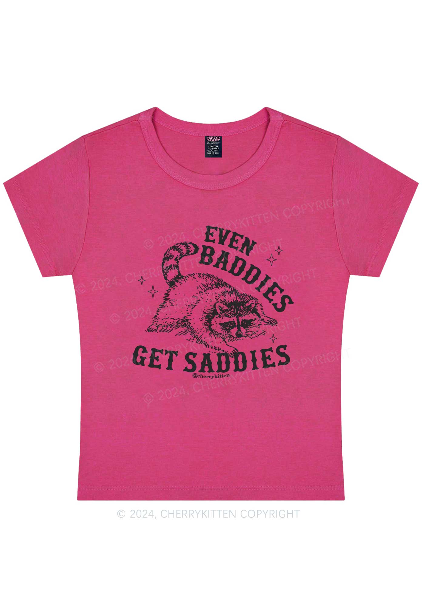 Lying Raccoon Y2K Baby Tee Cherrykitten - Image 6