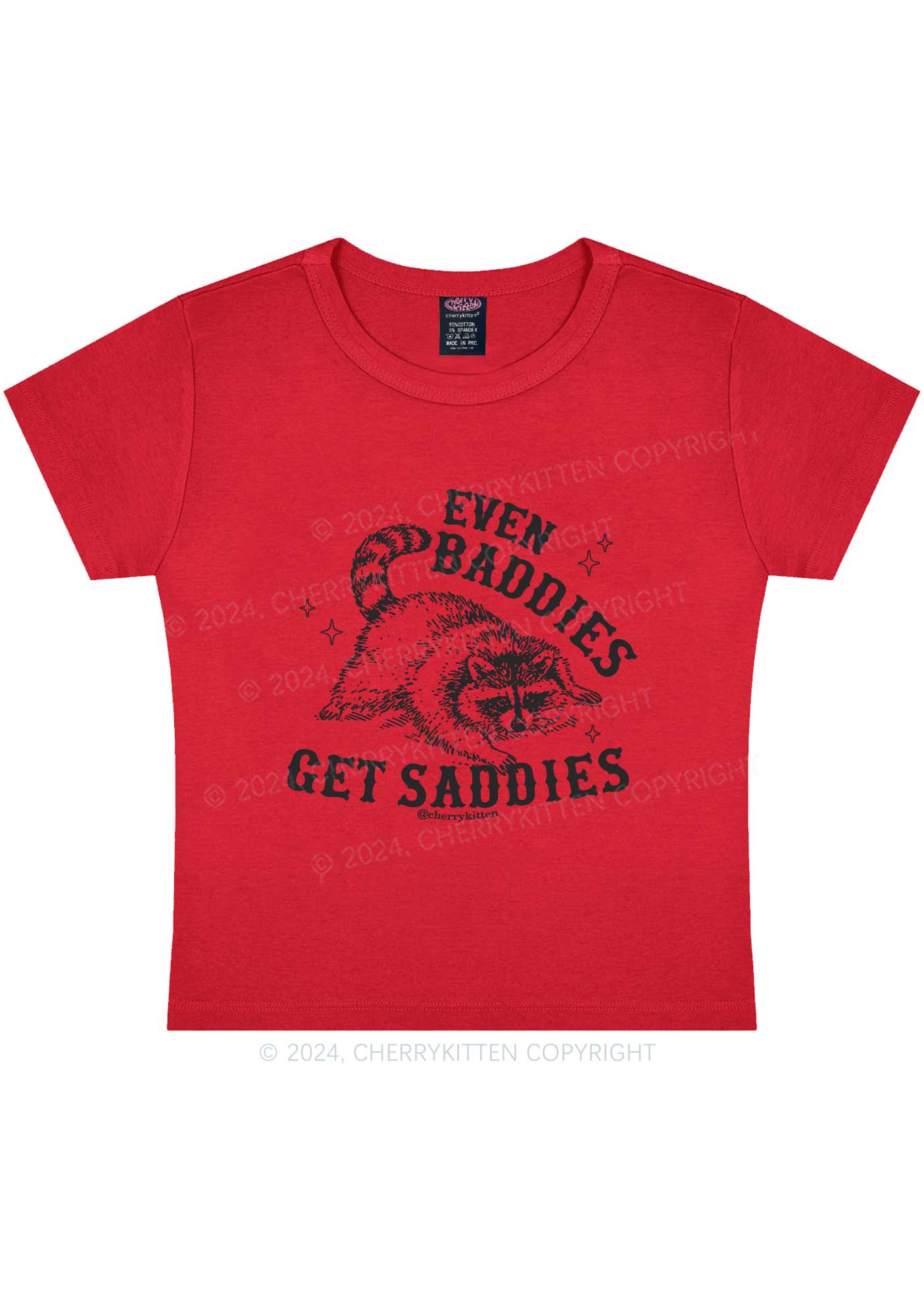 Lying Raccoon Y2K Baby Tee Cherrykitten - Image 7