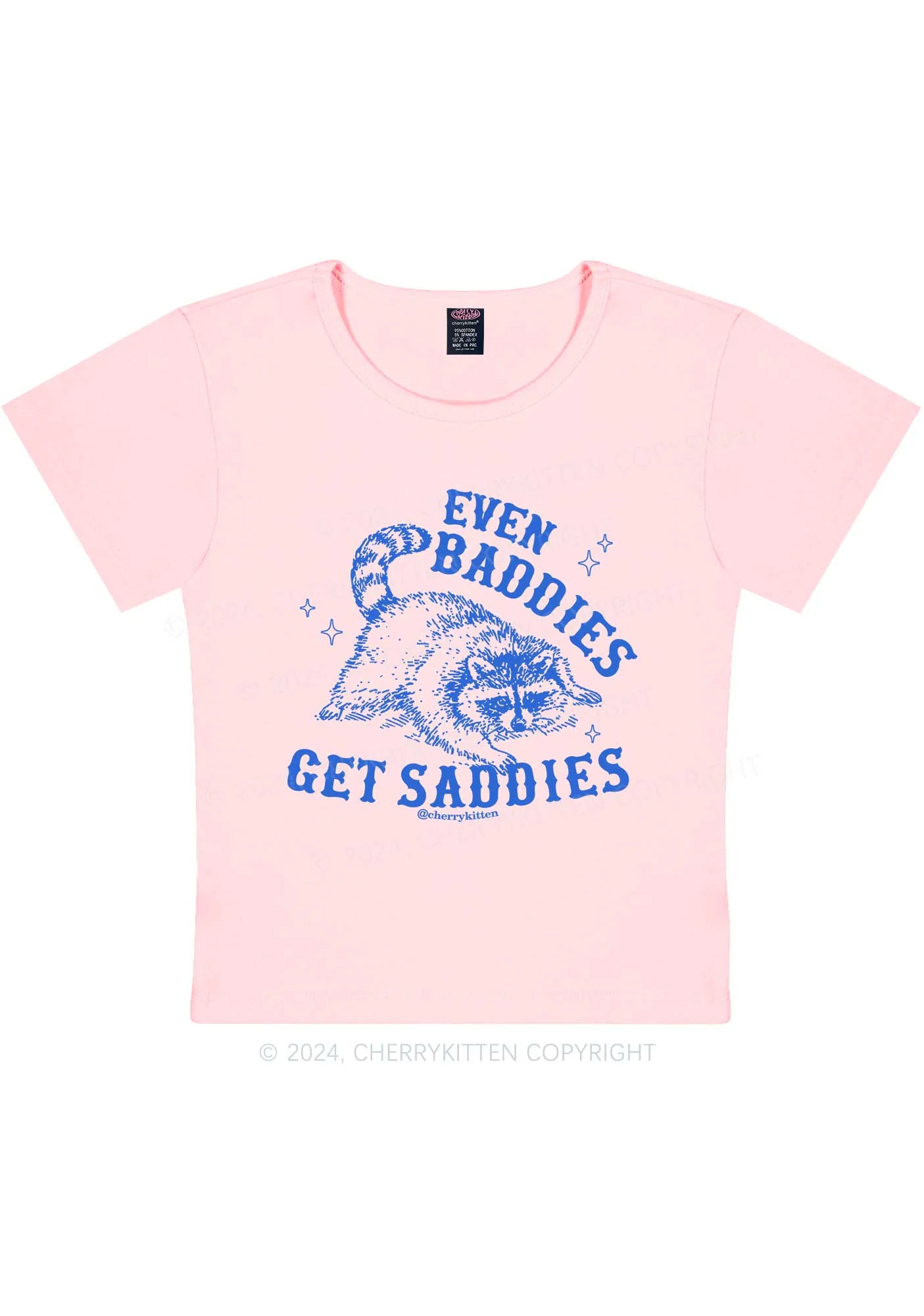 Lying Raccoon Y2K Baby Tee Cherrykitten - Image 8