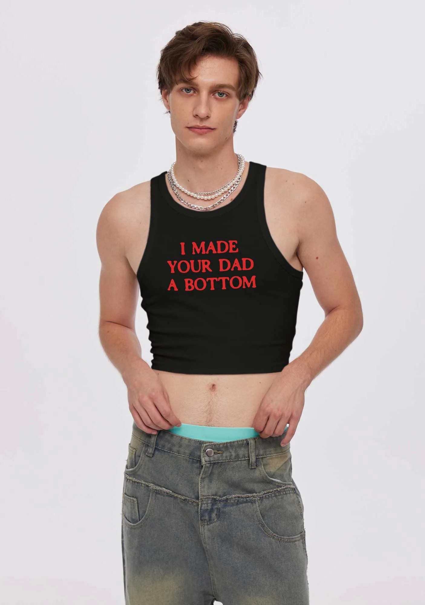 Made Your Dad Bottom Pride Y2K Crop Tank Top Cherrykitten - Image 2