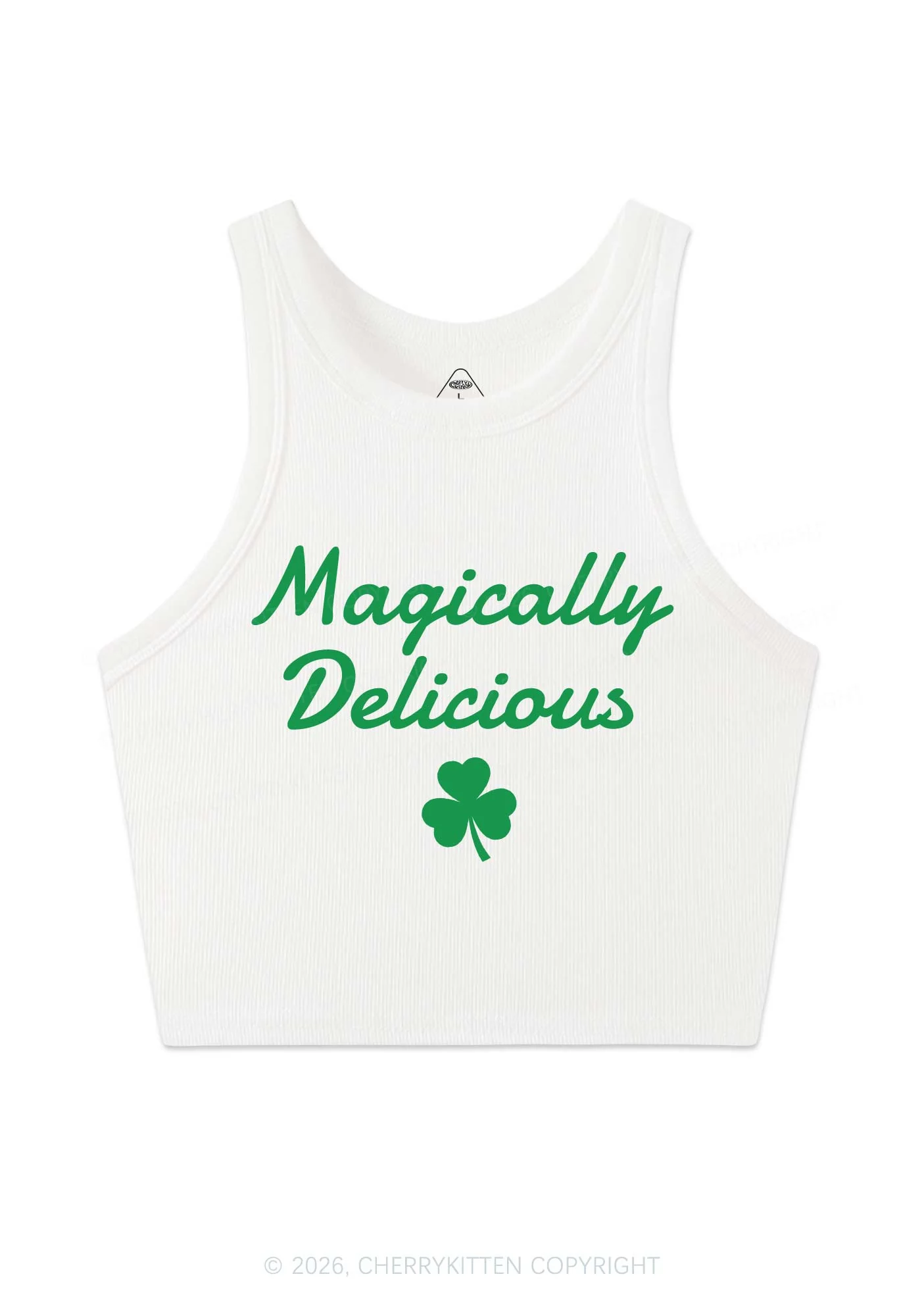 Magically Delicious Shamrock St Patricks Y2K Crop Tank Top Cherrykitten - Image 3